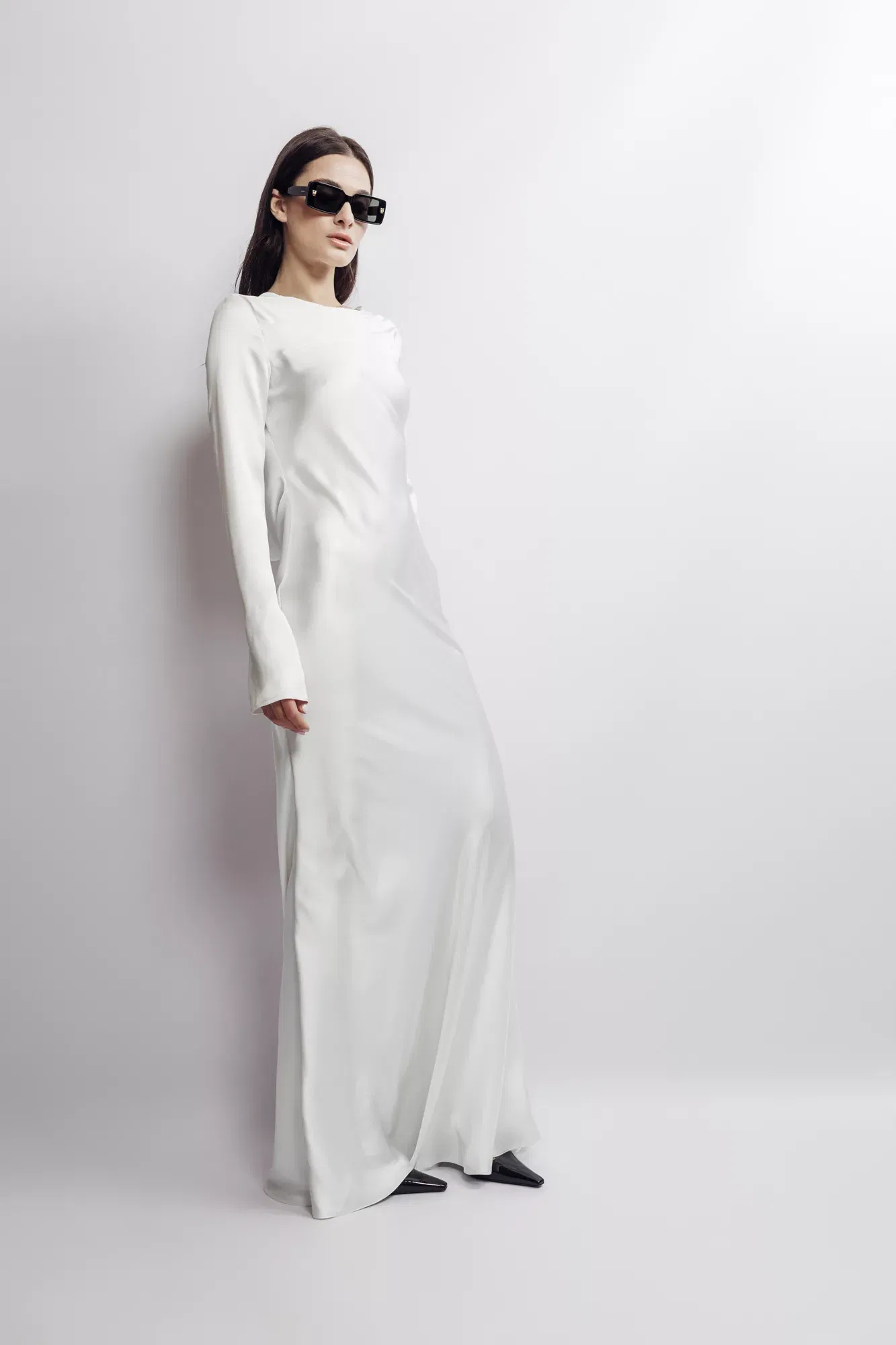 Lavinia Satin Open-Back Gown made by Aureliana