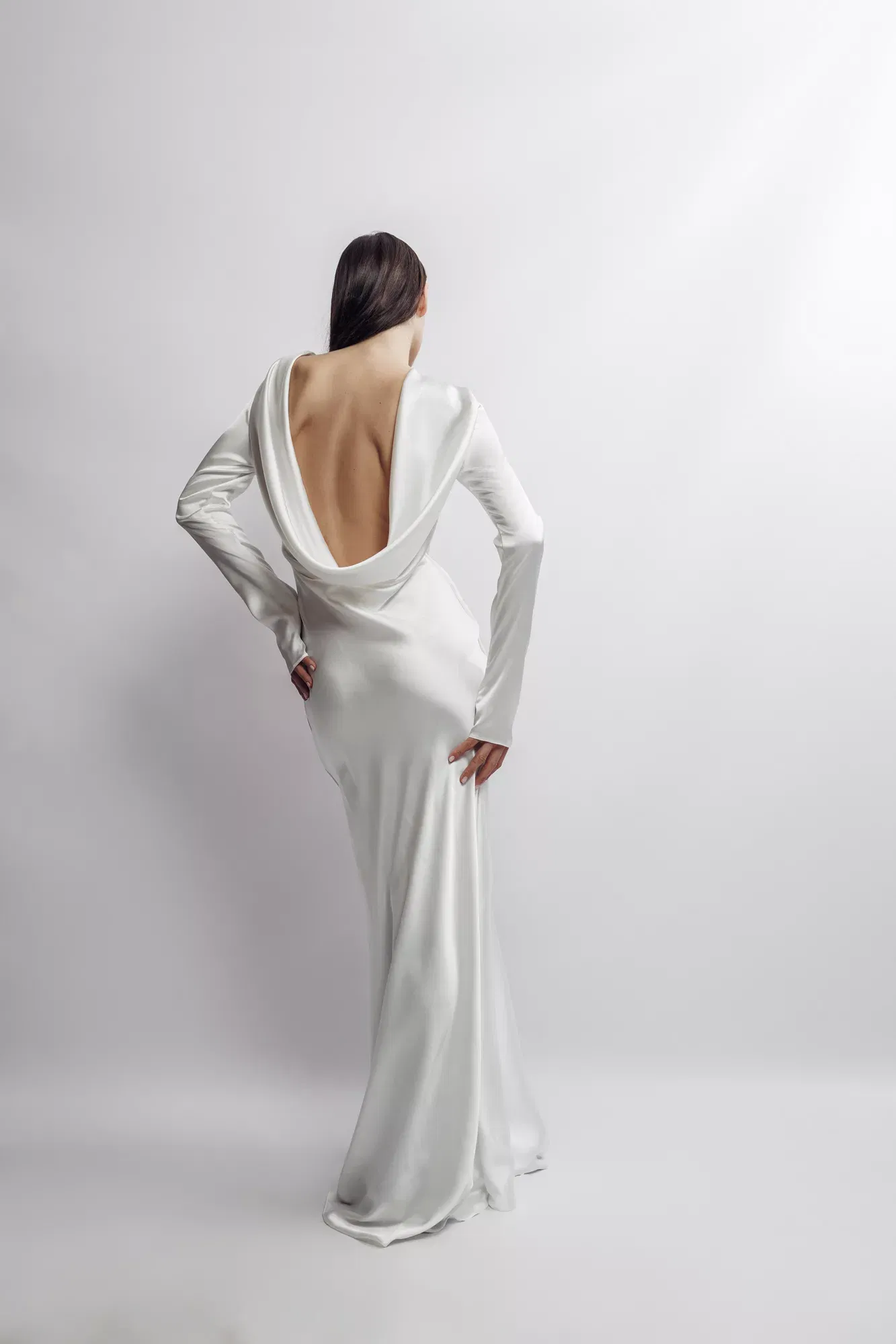 Lavinia Satin Open-Back Gown made by Aureliana