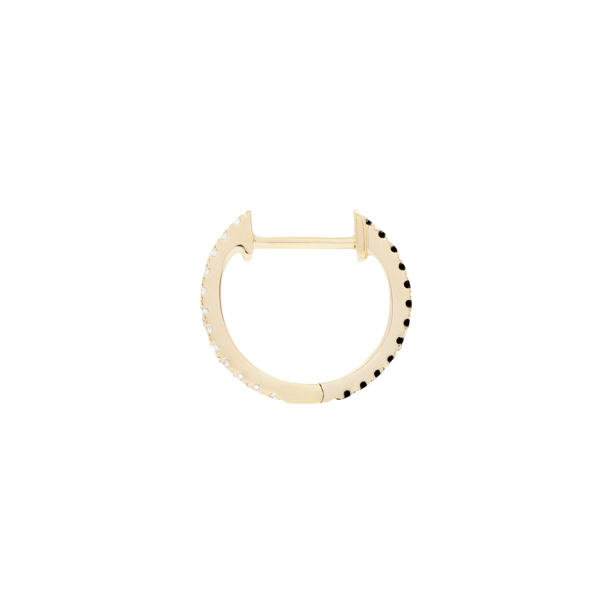 HOOP BLACK/WHITE DIAMOND & YELLOW GOLD - 10mm made by ENNUI