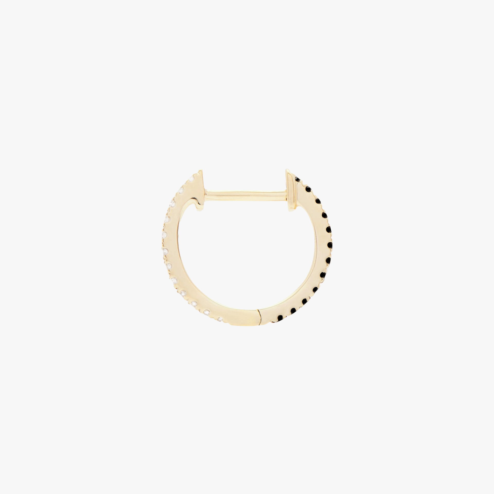 HOOP BLACK/WHITE DIAMOND & YELLOW GOLD - 10mm made by ENNUI