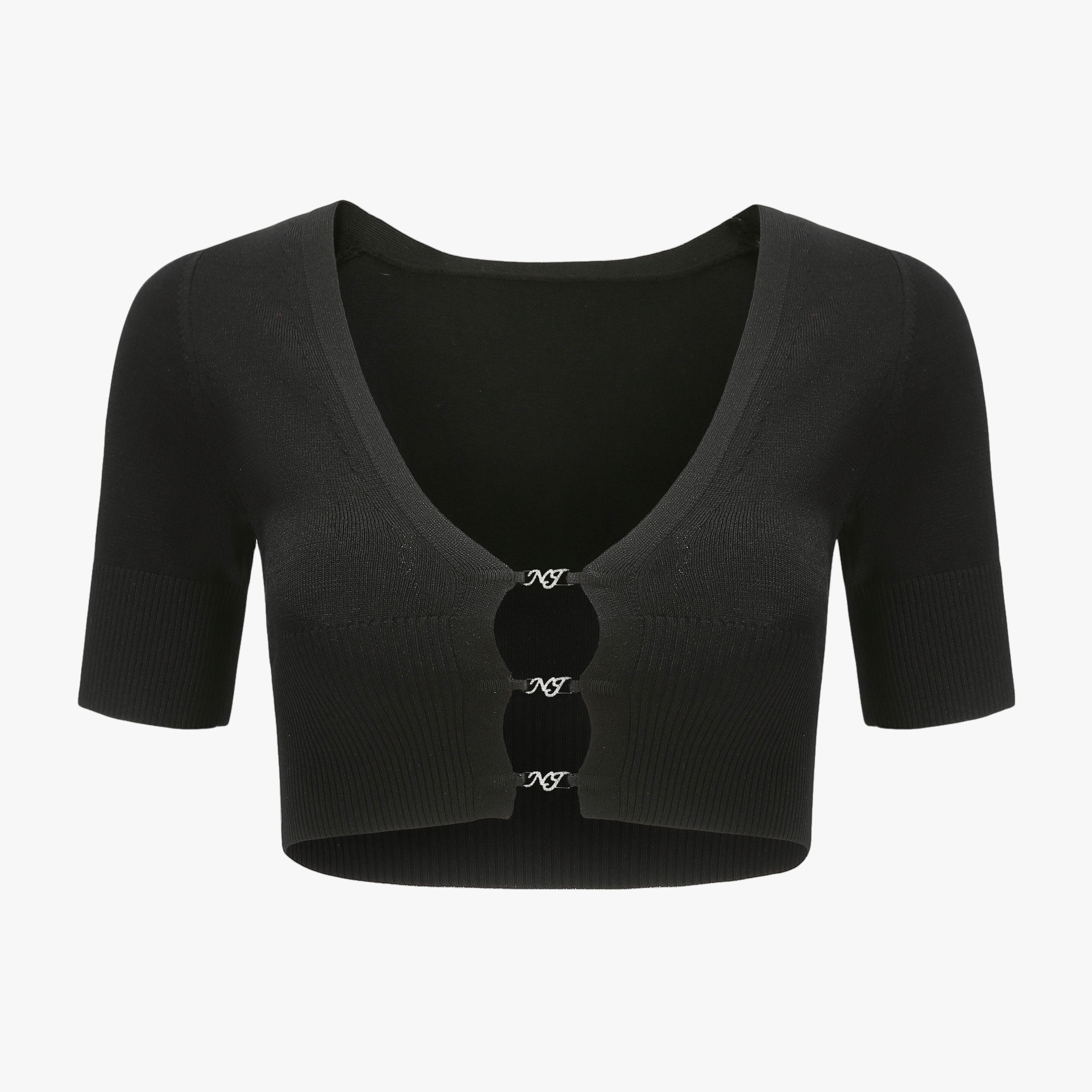 Black Polly Crop Knit (Final Sale) in Black made by Nana Jacqueline