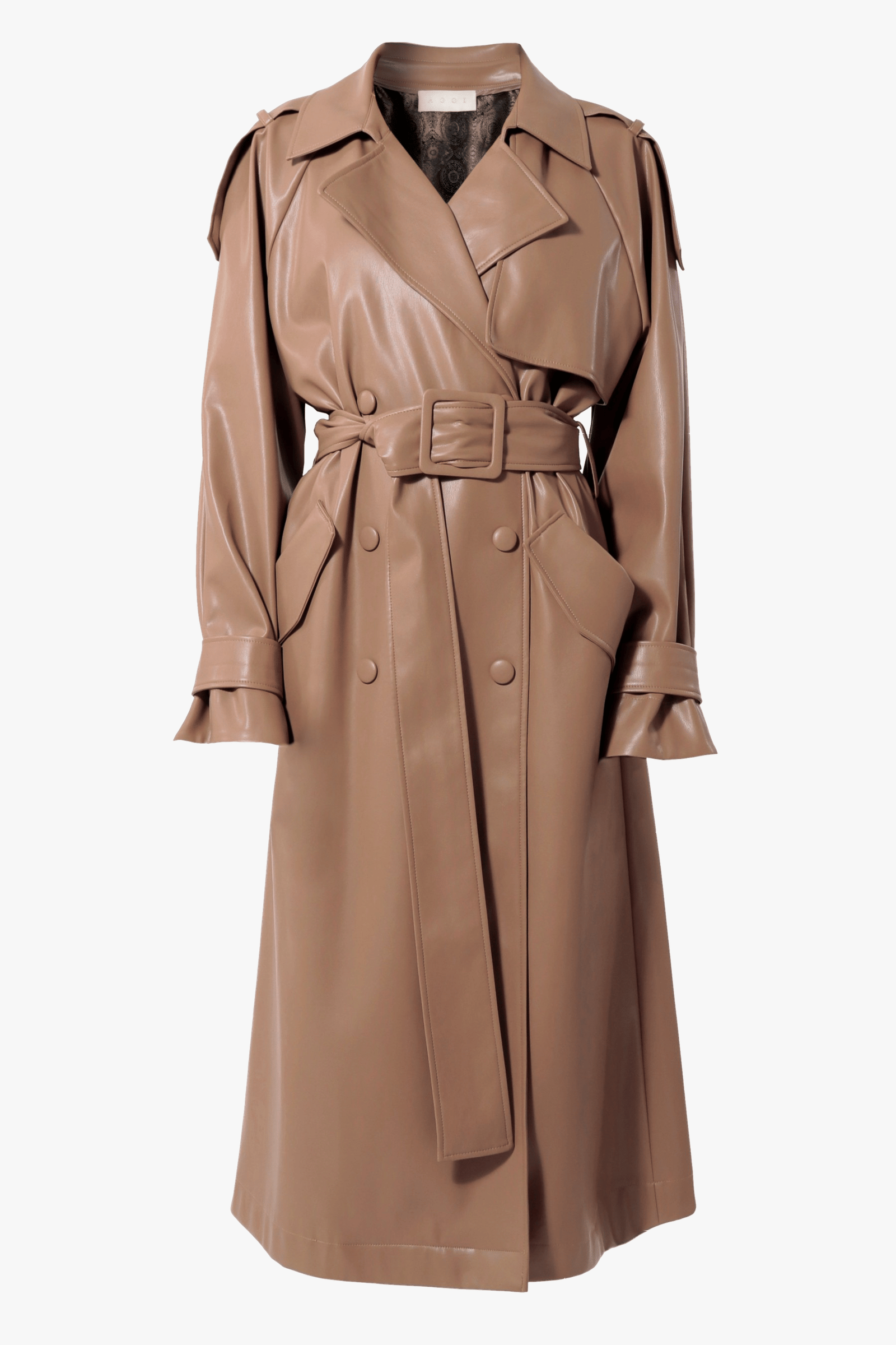 Vegan Leather Coat Paulin Milk Chocolate made by HALEWSKI