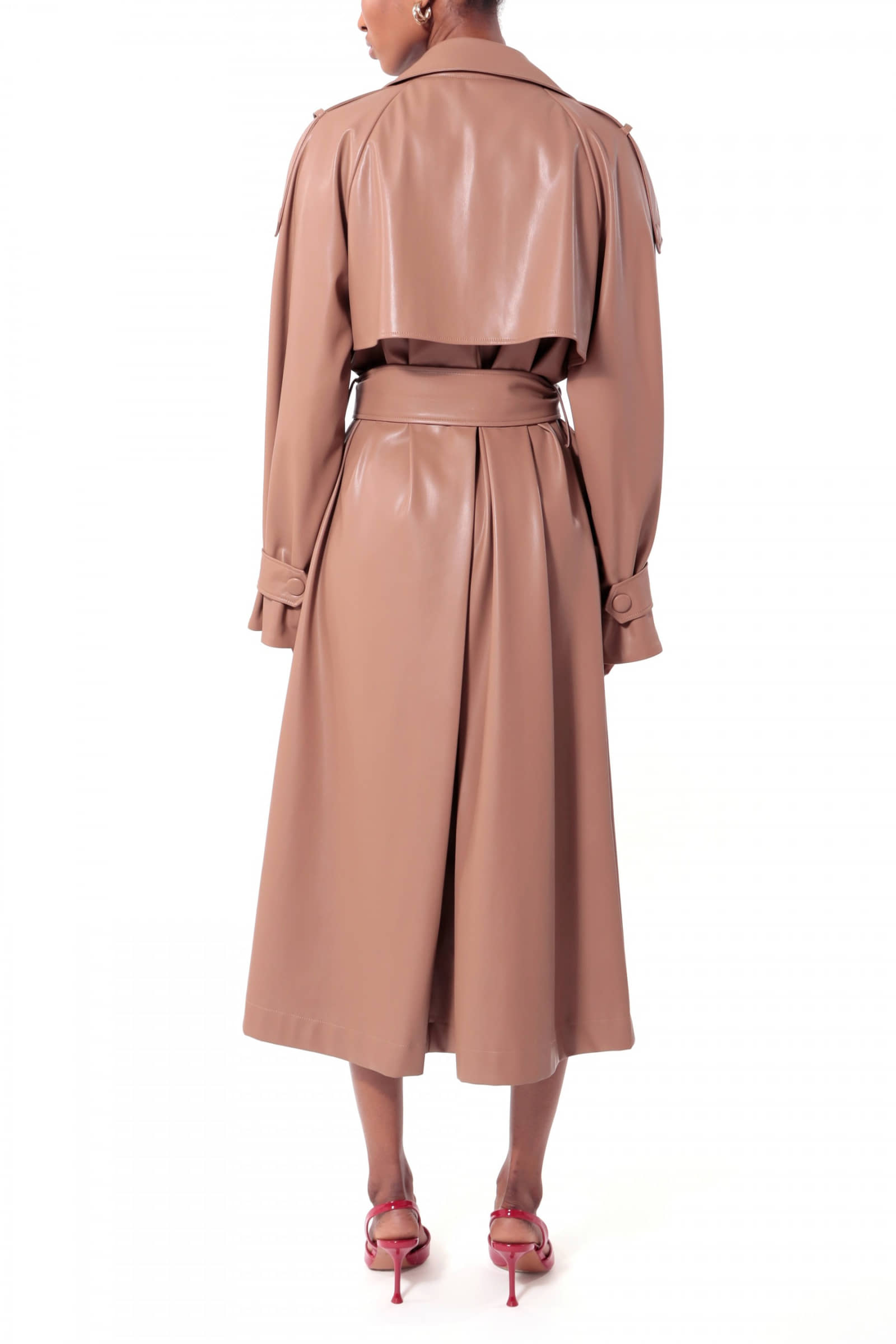 Vegan Leather Coat Paulin Milk Chocolate made by HALEWSKI