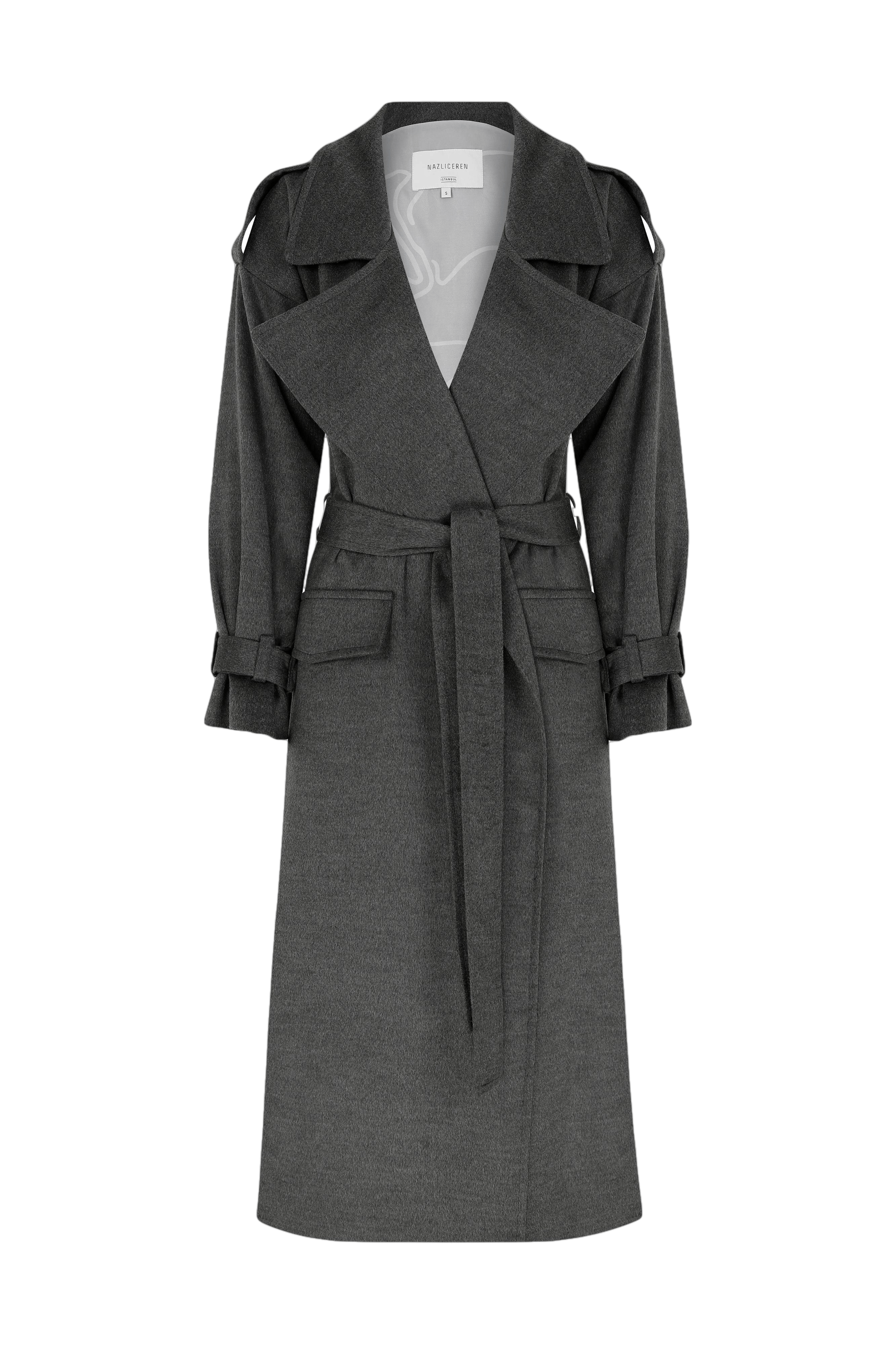 Laura Cashmere Coat in Grey in Grey made by Nazli Ceren