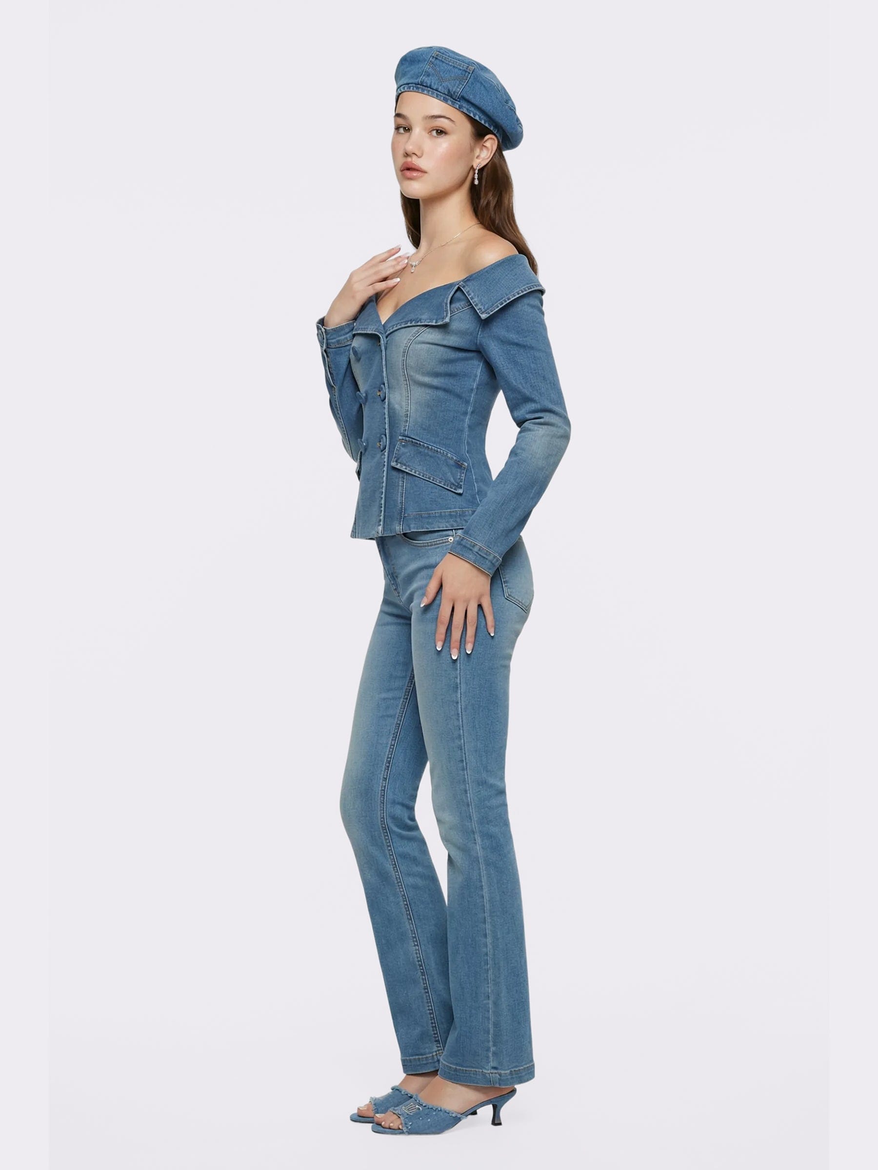 Monique Tailored Light Blue Denim Top made by Nana Jacqueline