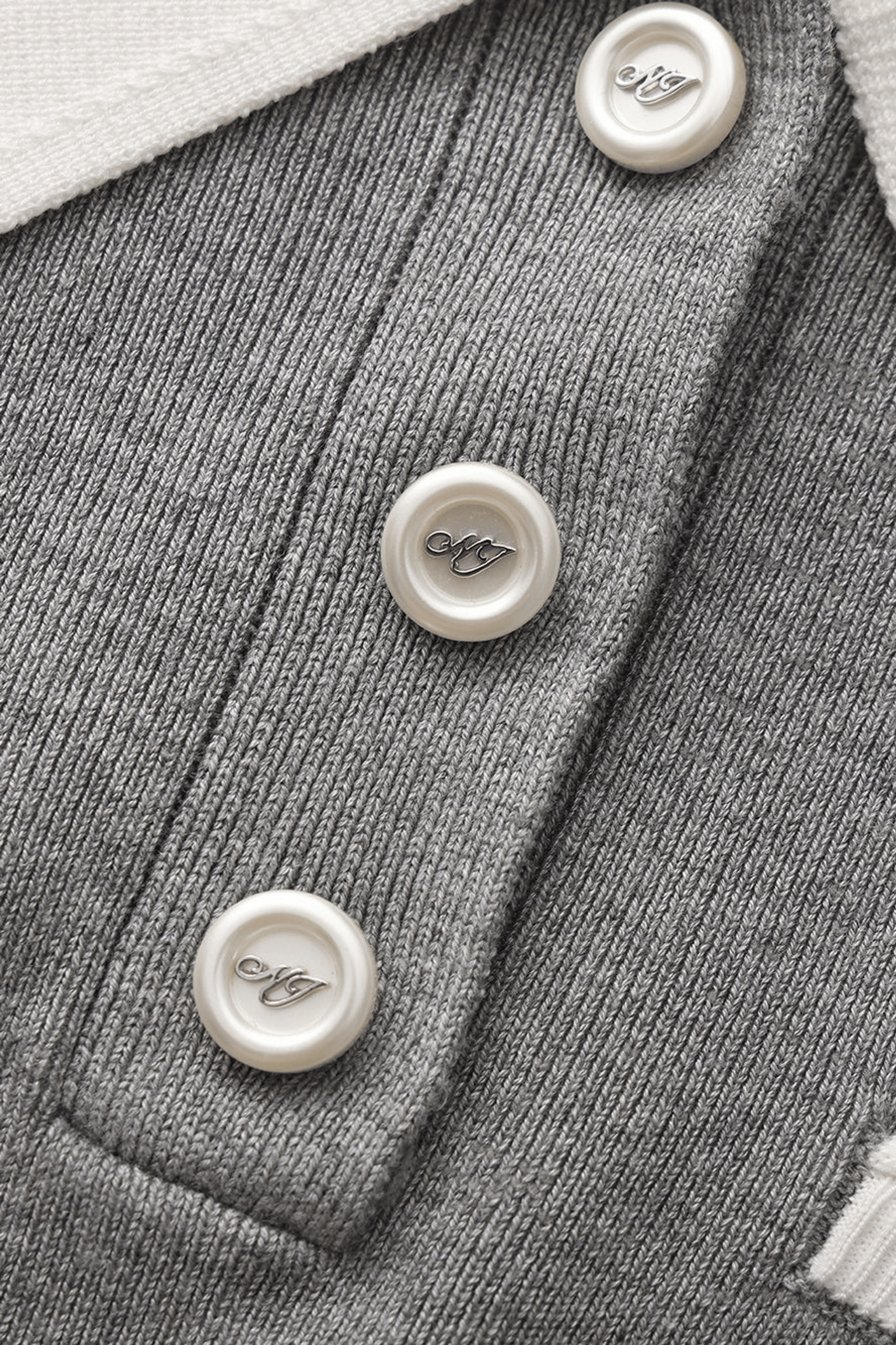 Mia Contrast-Collar Grey Short Sleeve Knit Top made by Nana Jacqueline