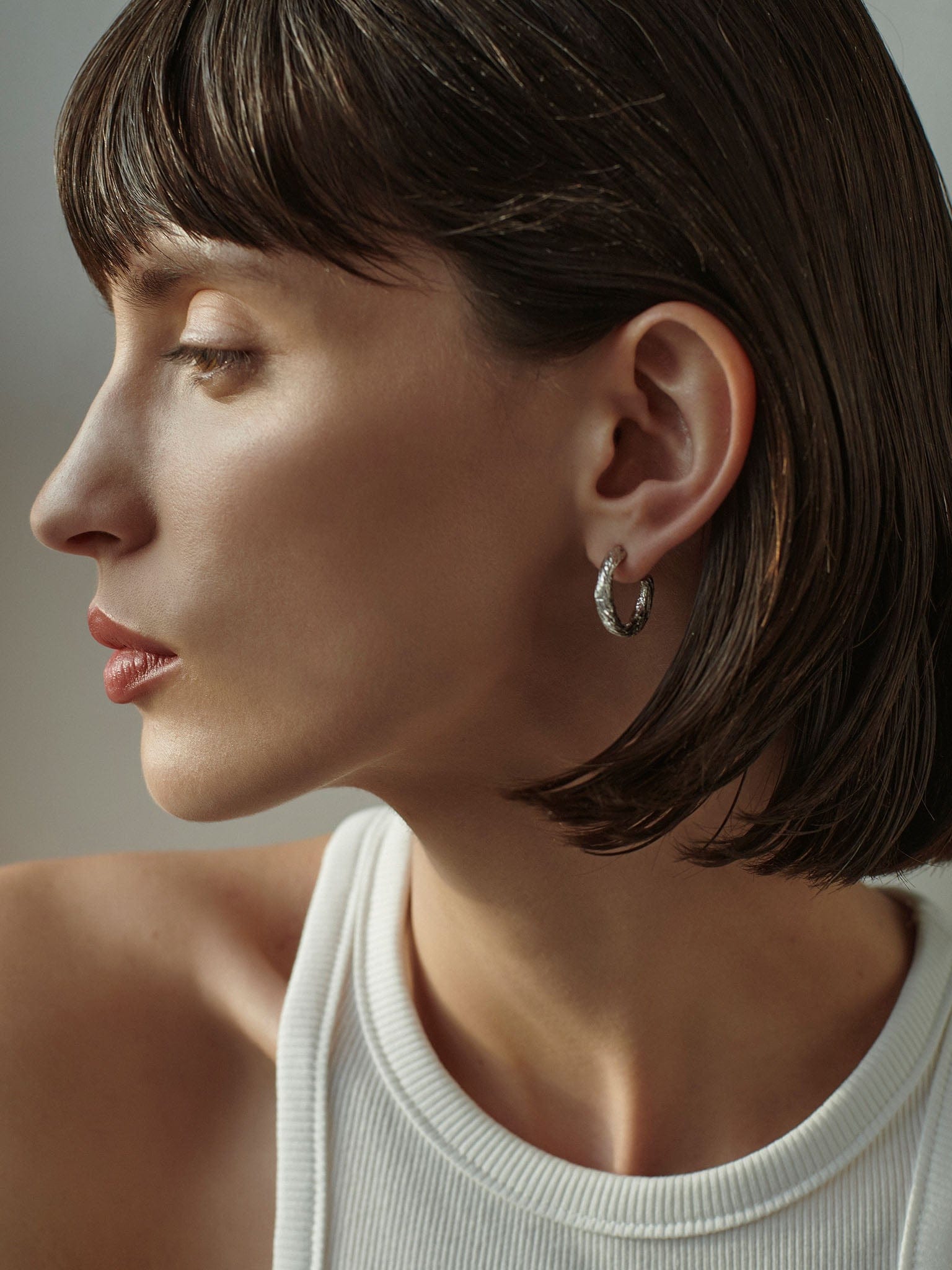 Archaic Small Hoop Earrings Silver made by Eva Remenyi