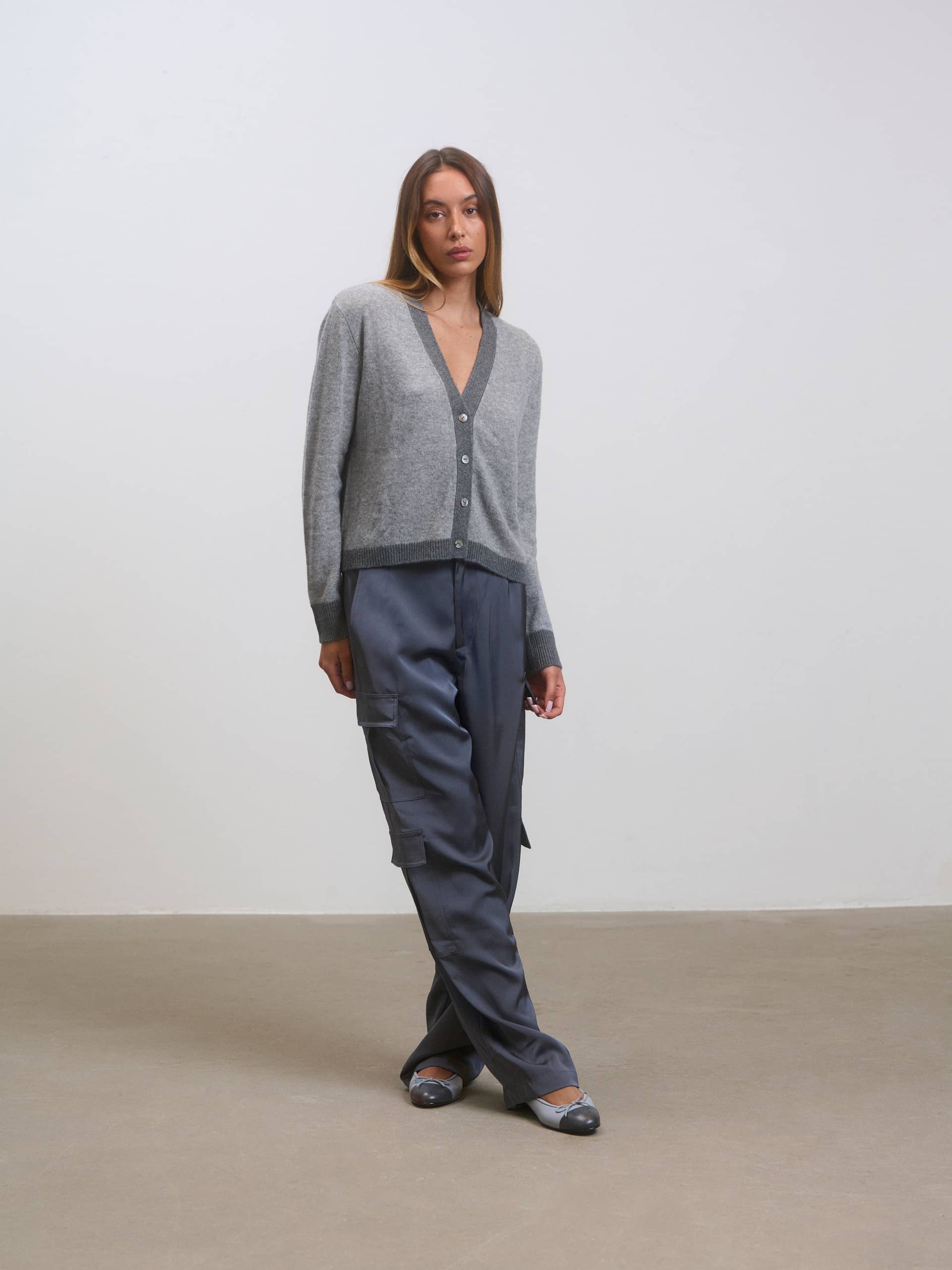 Colourblock Cardigan Grey & Grey made by CLOEYS