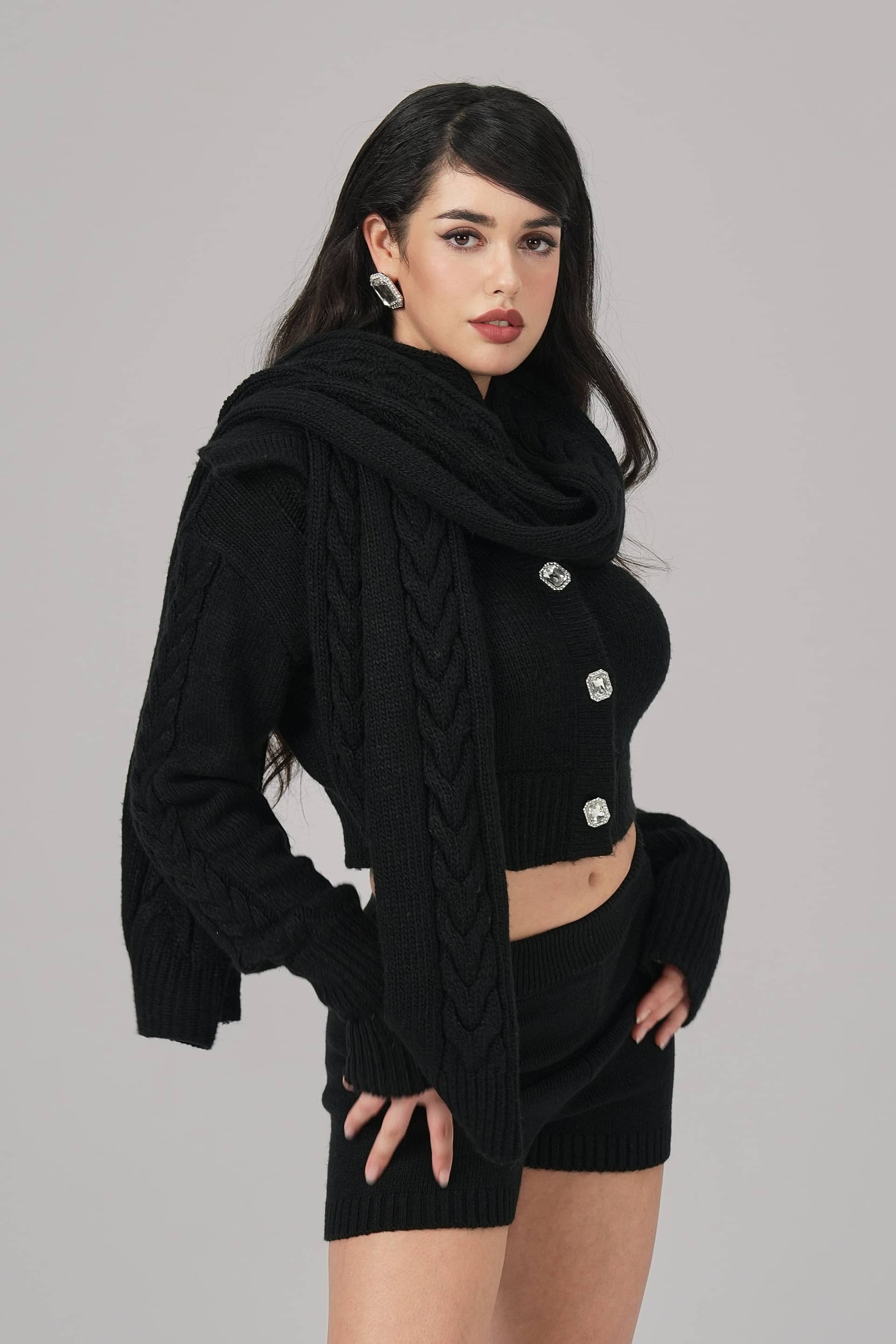 Addison Coat + Scarf Set (Black) made by Nana Jacqueline