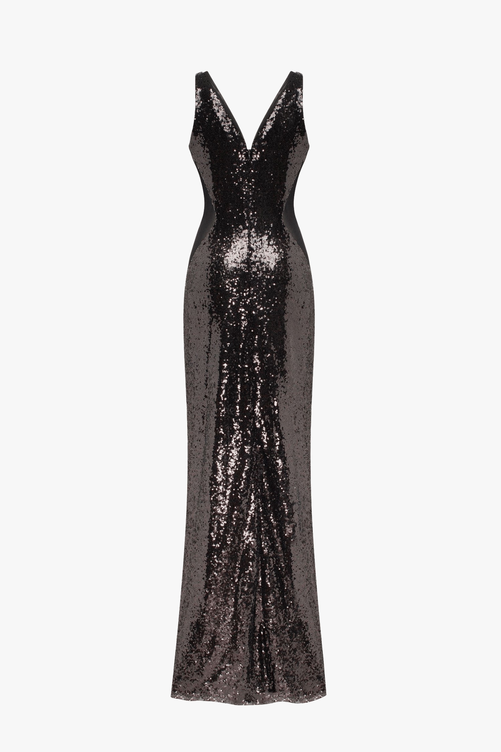Dazzling fully sequined black maxi dress, Smoky Quartz made by Milla