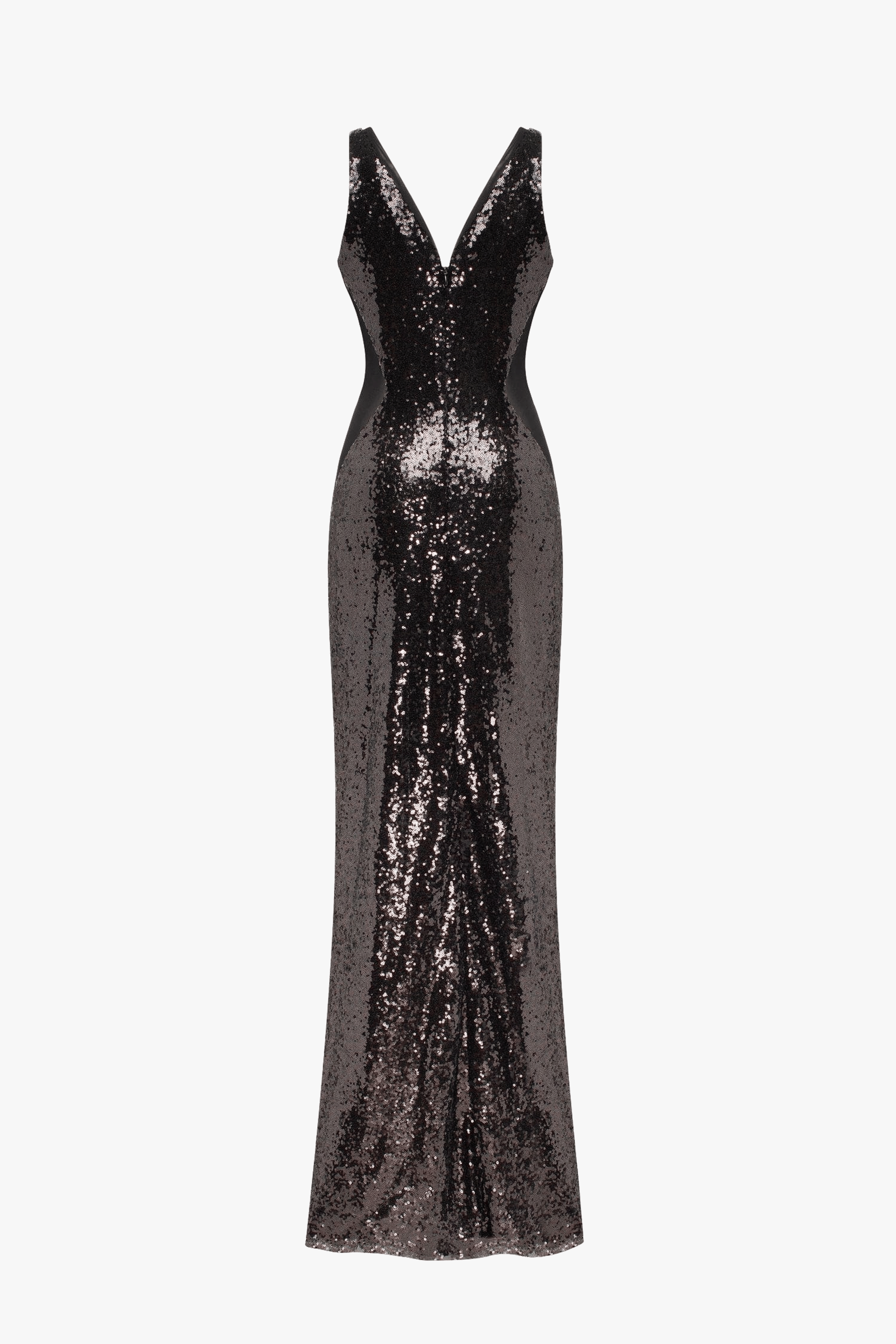 Dazzling fully sequined black maxi dress, Smoky Quartz made by Milla
