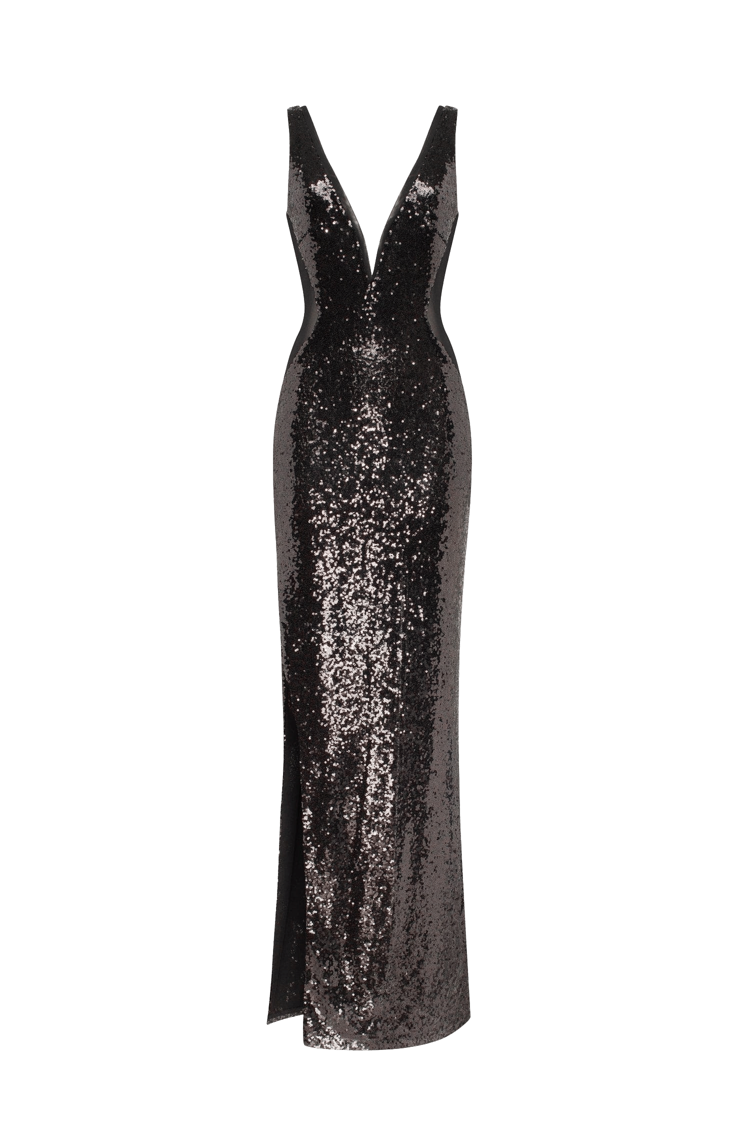 Dazzling fully sequined black maxi dress, Smoky Quartz made by Milla