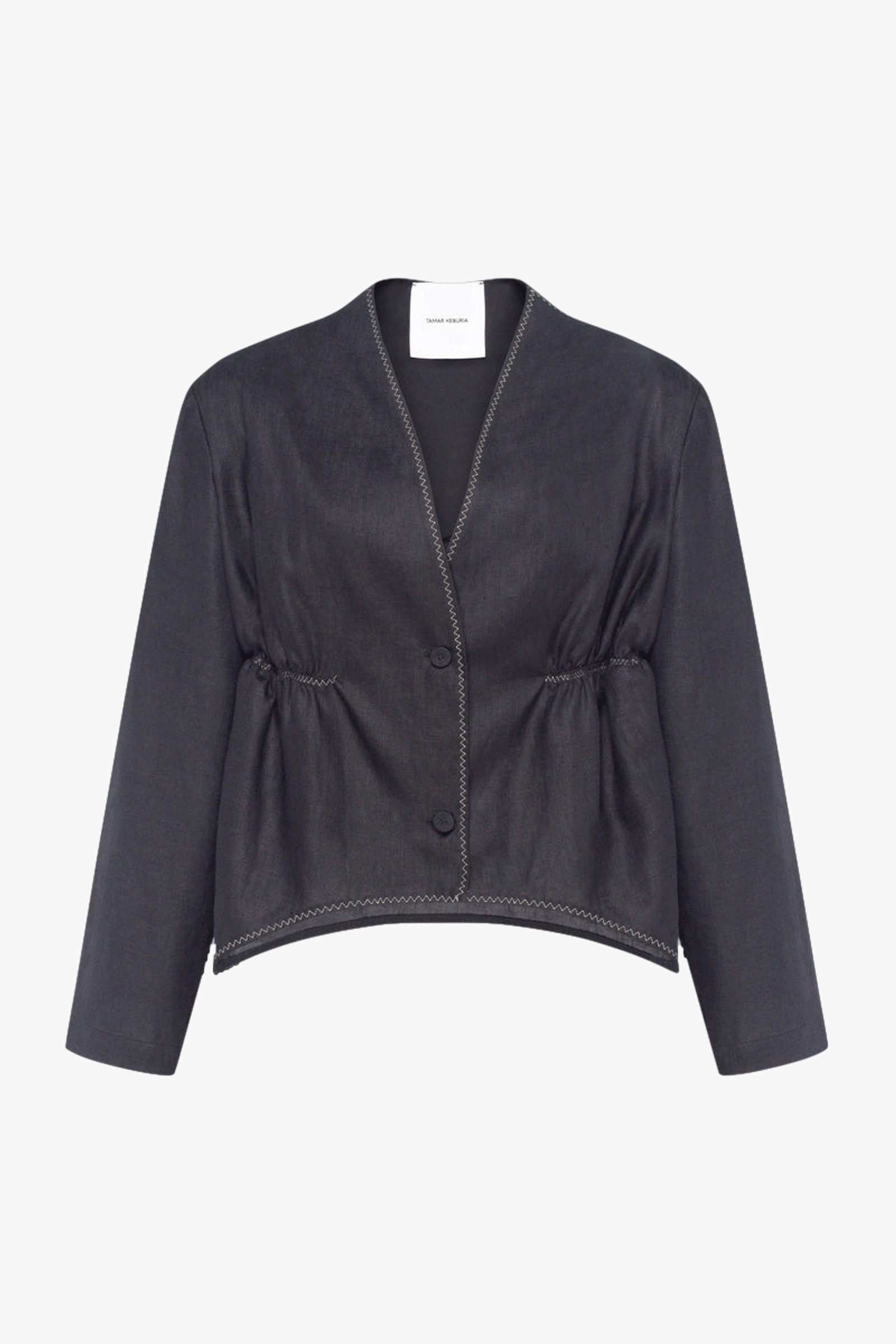 Single-breasted asymmetric Crop Jacket made by Tamar Keburia