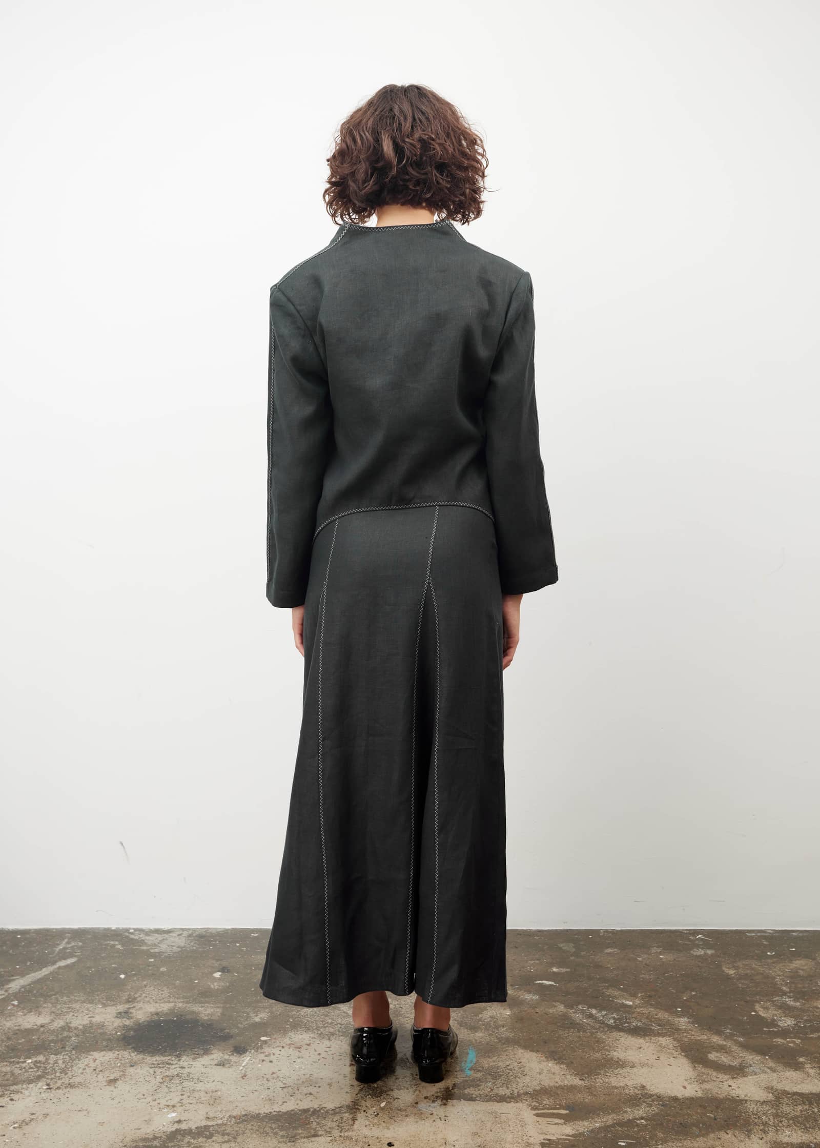 Single-breasted asymmetric Crop Jacket made by Tamar Keburia