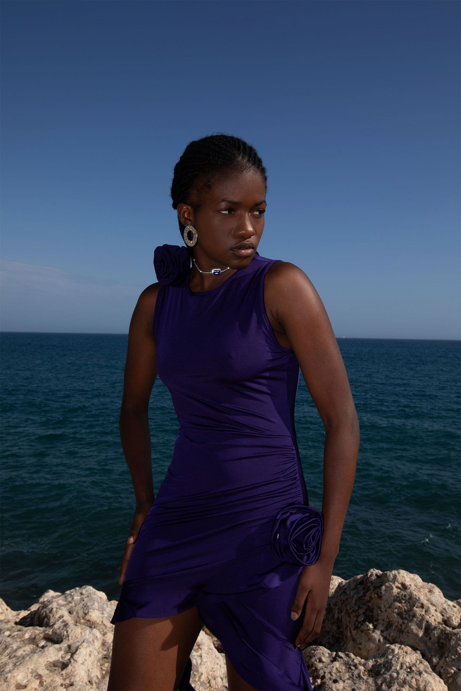 Shelley Purple Ruffled Flower Dress made by Lora Istanbul