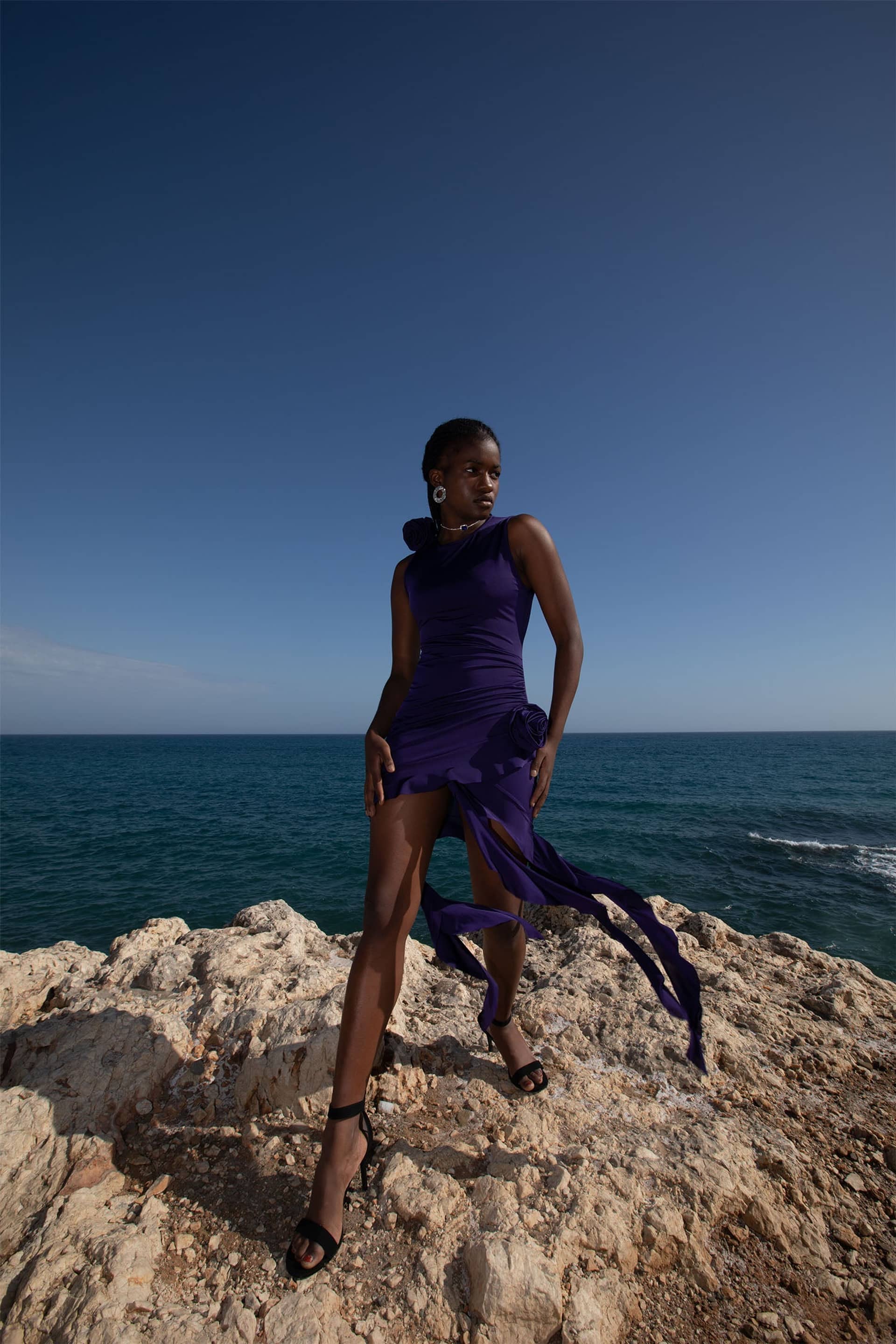 Shelley Purple Ruffled Flower Dress made by Lora Istanbul