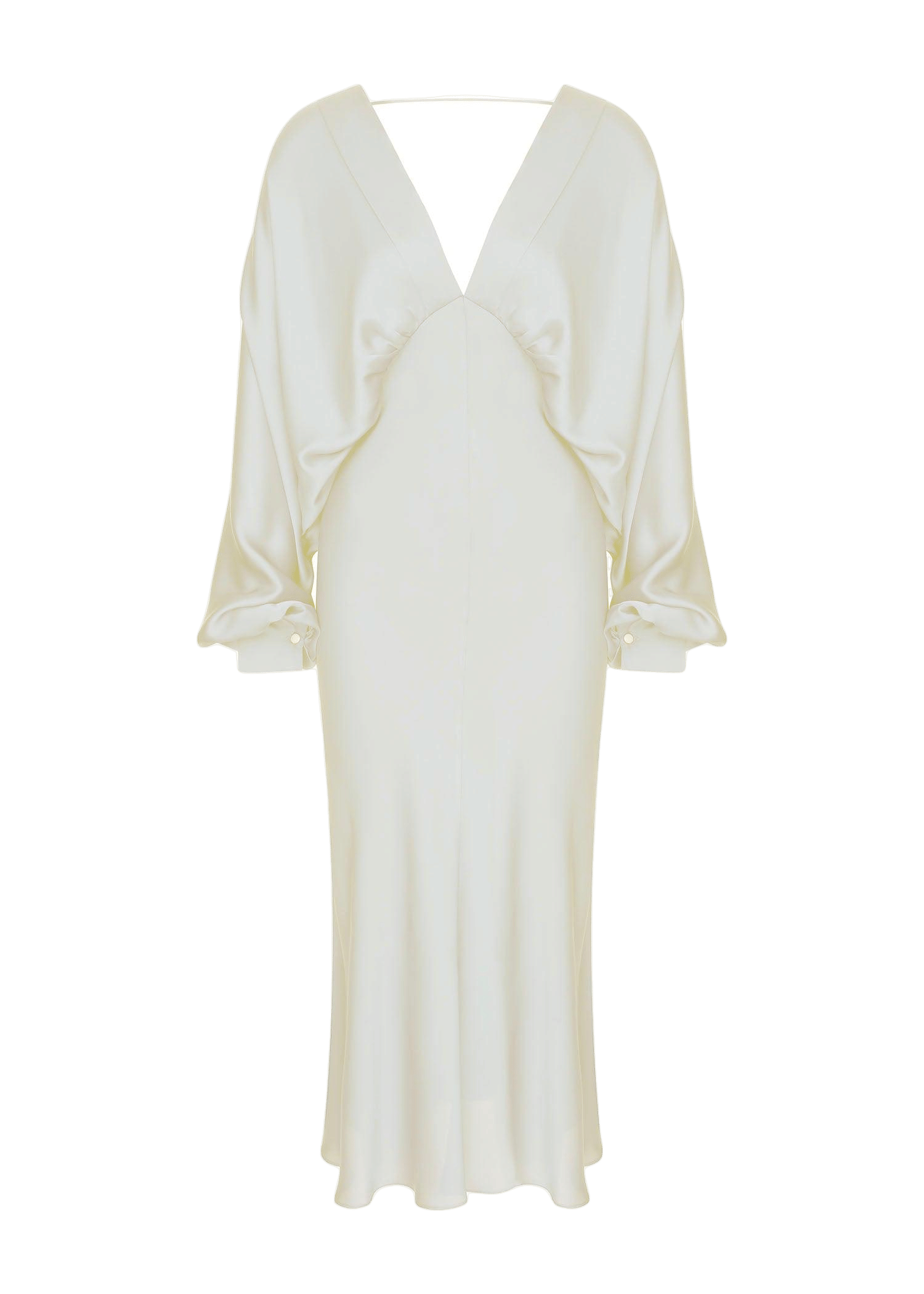 Mila V neck Satin Dress in Blanche in White made by Nazli Ceren