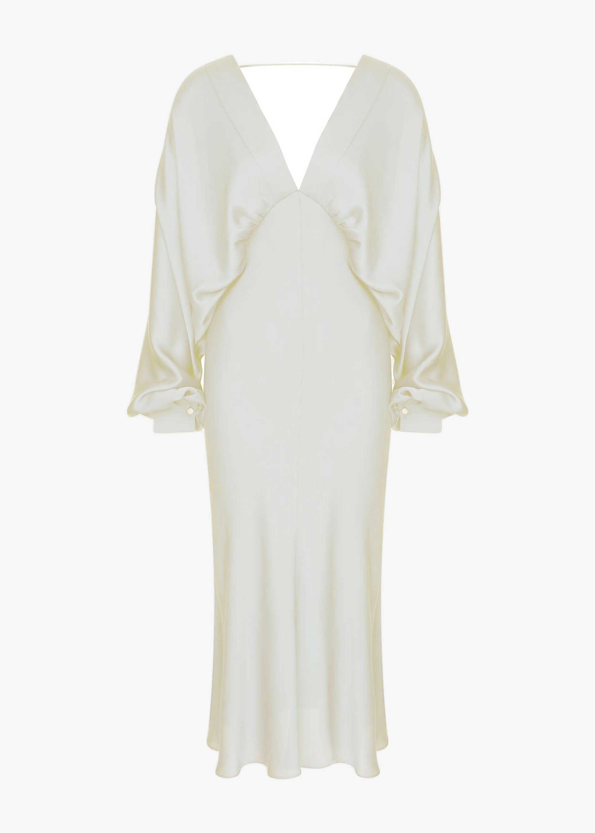 Mila V neck Satin Dress in Blanche in White made by Nazli Ceren