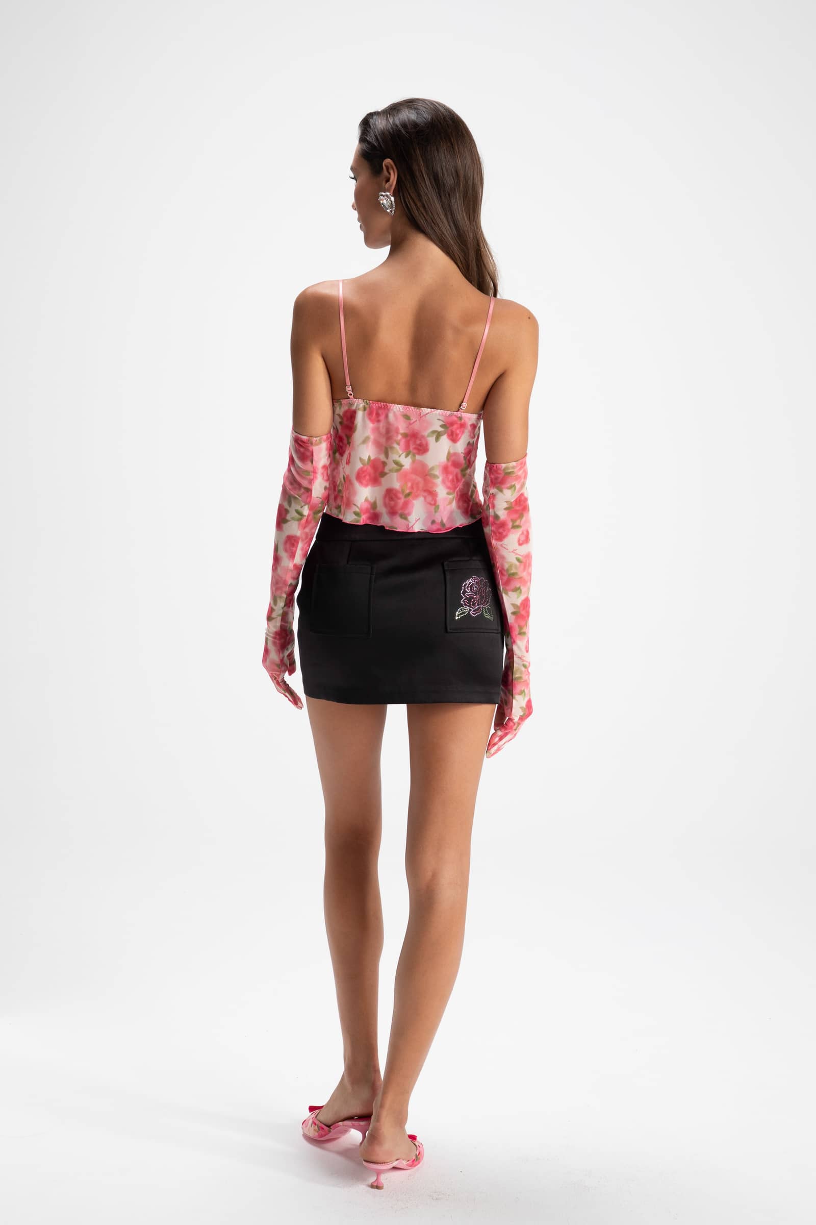 Elle Satin Mini Skirt (Black) (Final Sale) in Black made by Nana Jacqueline