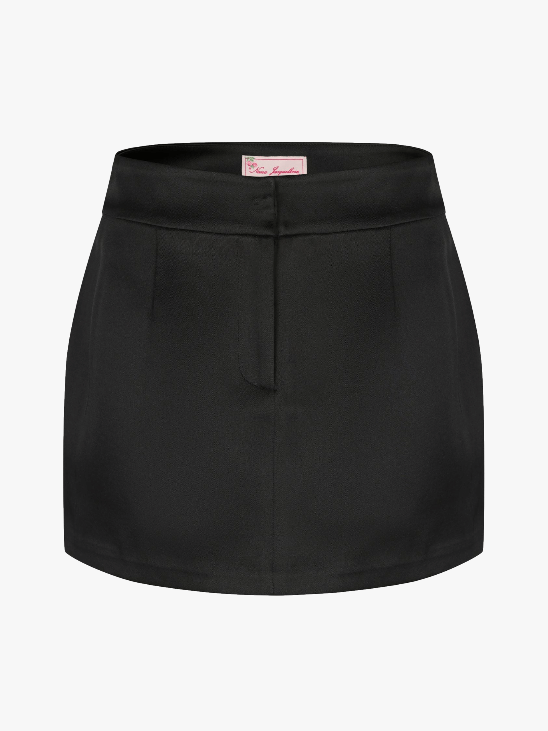 Elle Satin Mini Skirt (Black) (Final Sale) in Black made by Nana Jacqueline