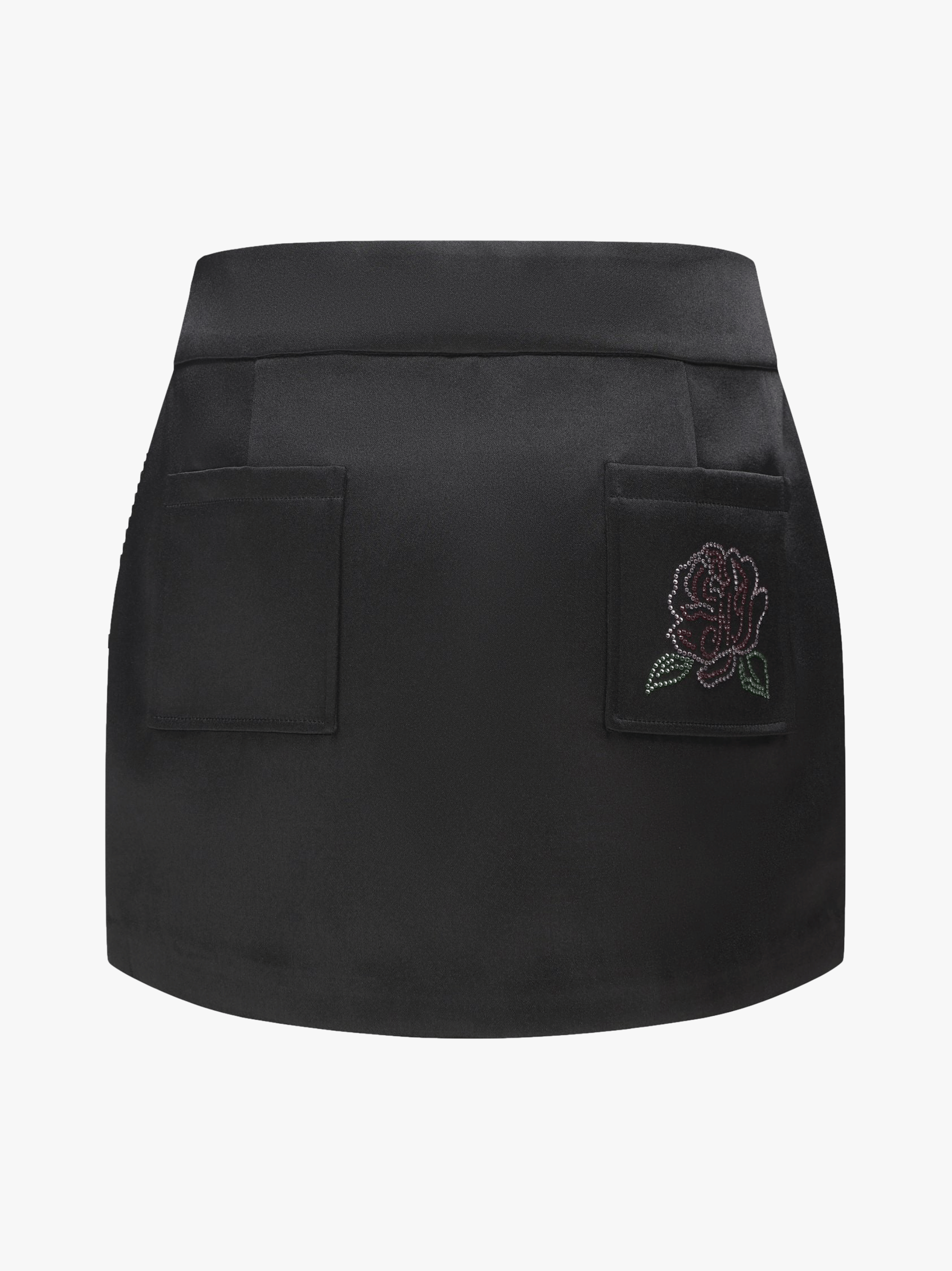 Elle Satin Mini Skirt (Black) (Final Sale) in Black made by Nana Jacqueline