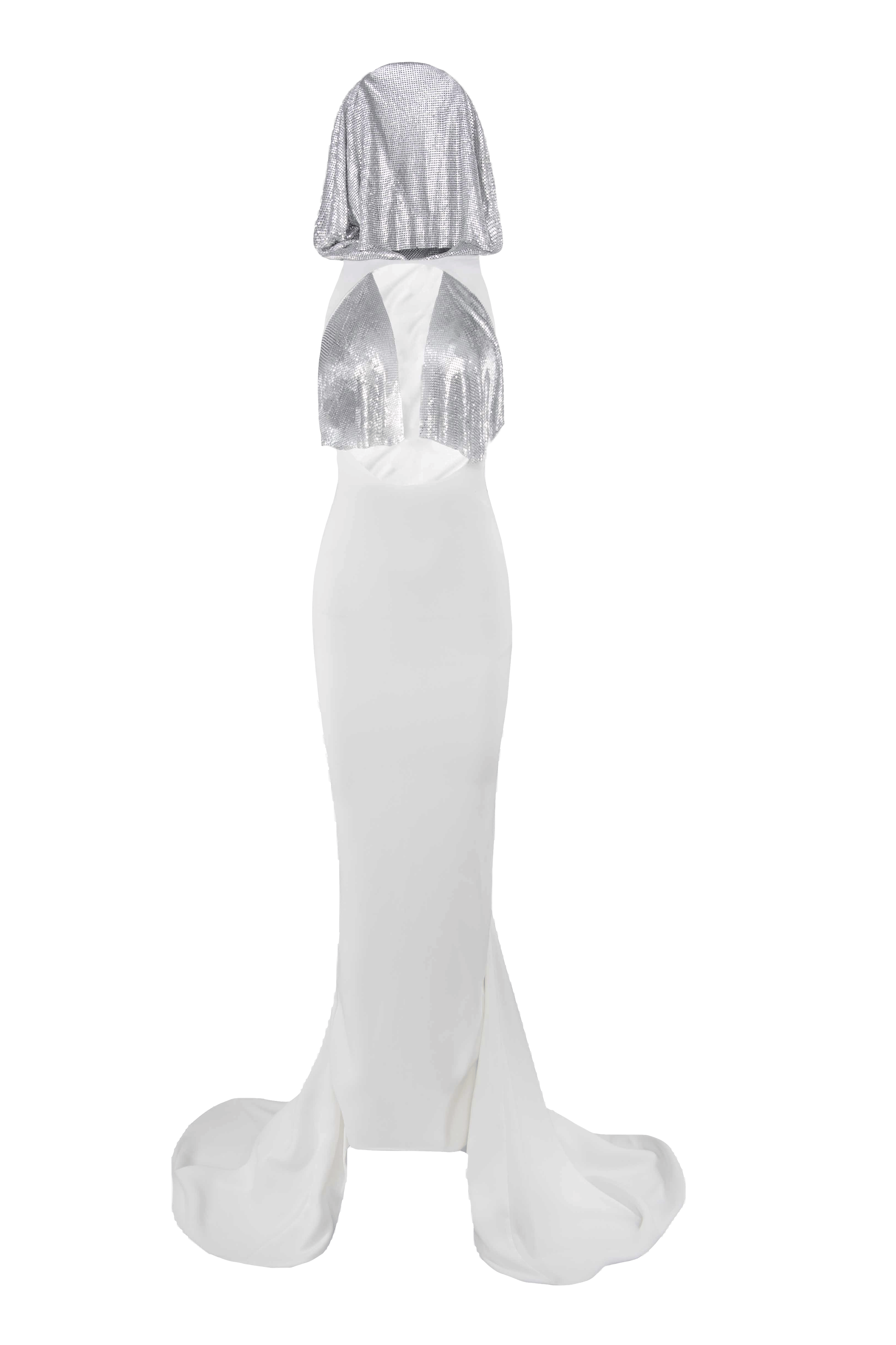 metallic hooded gown in White made by Vestiaire d'un Oiseau Libre