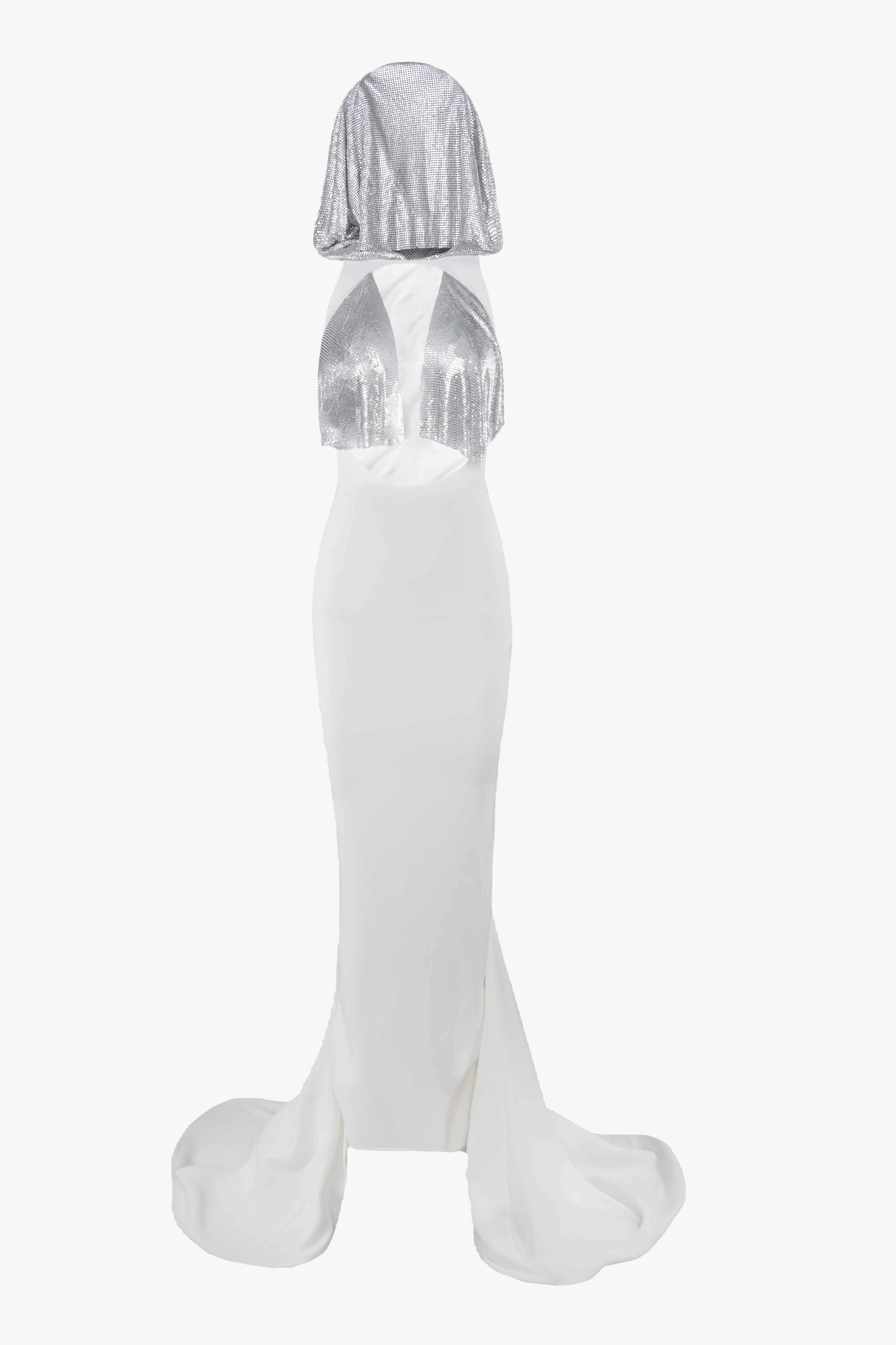 metallic hooded gown in White made by Vestiaire d'un Oiseau Libre
