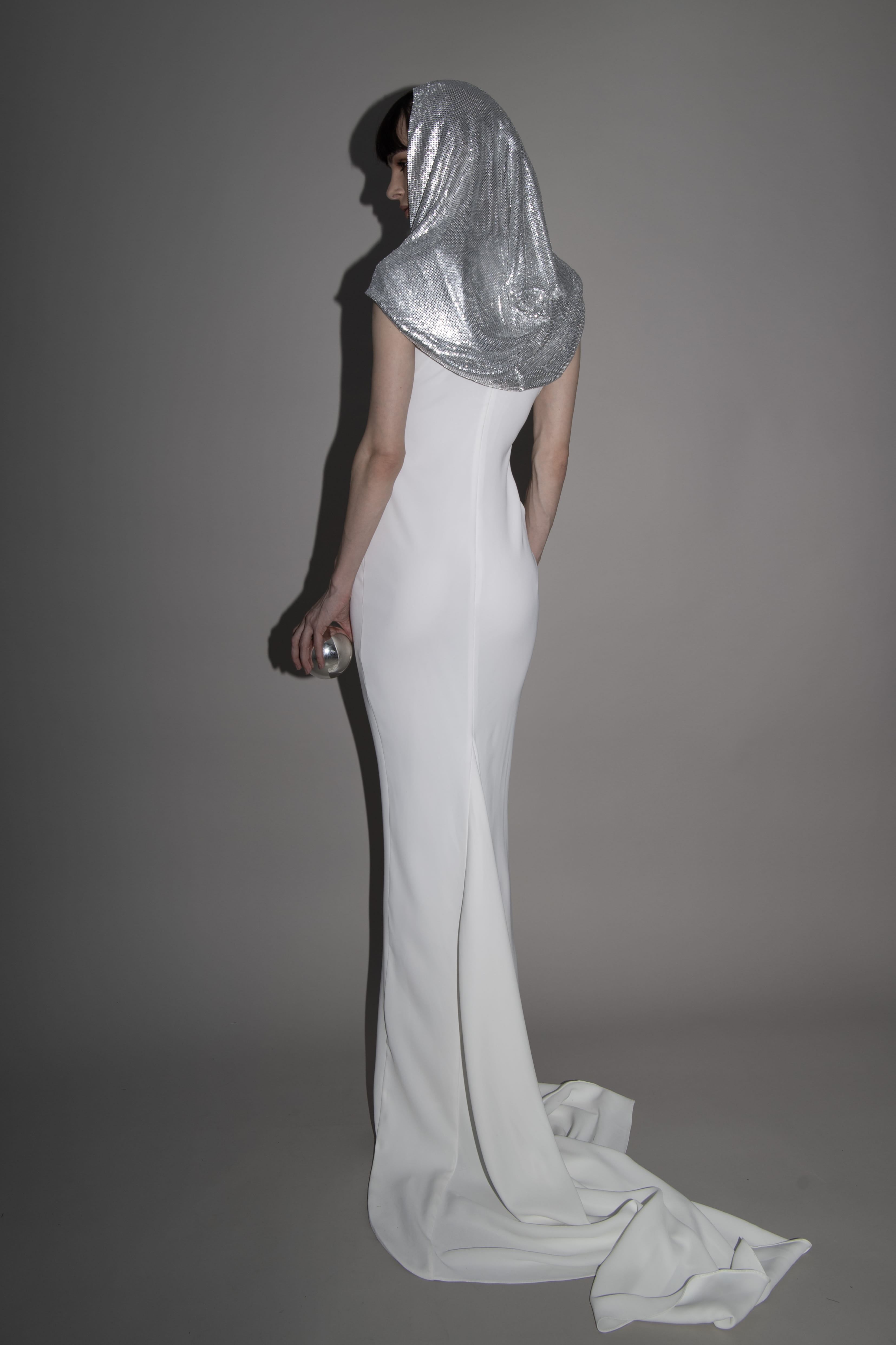 metallic hooded gown in White made by Vestiaire d'un Oiseau Libre