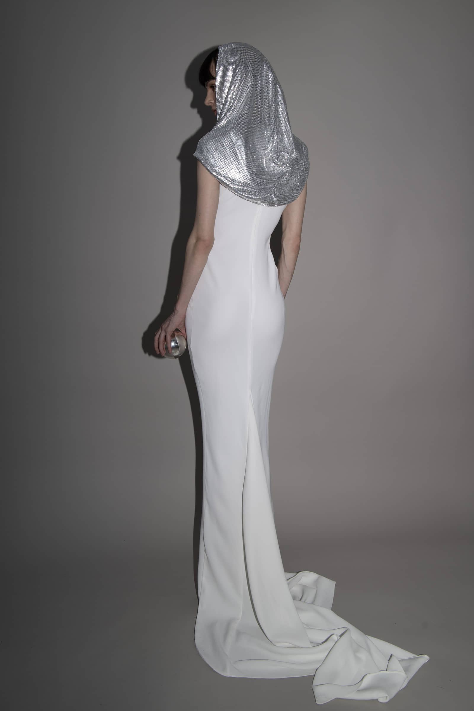 metallic hooded gown in White made by Vestiaire d'un Oiseau Libre