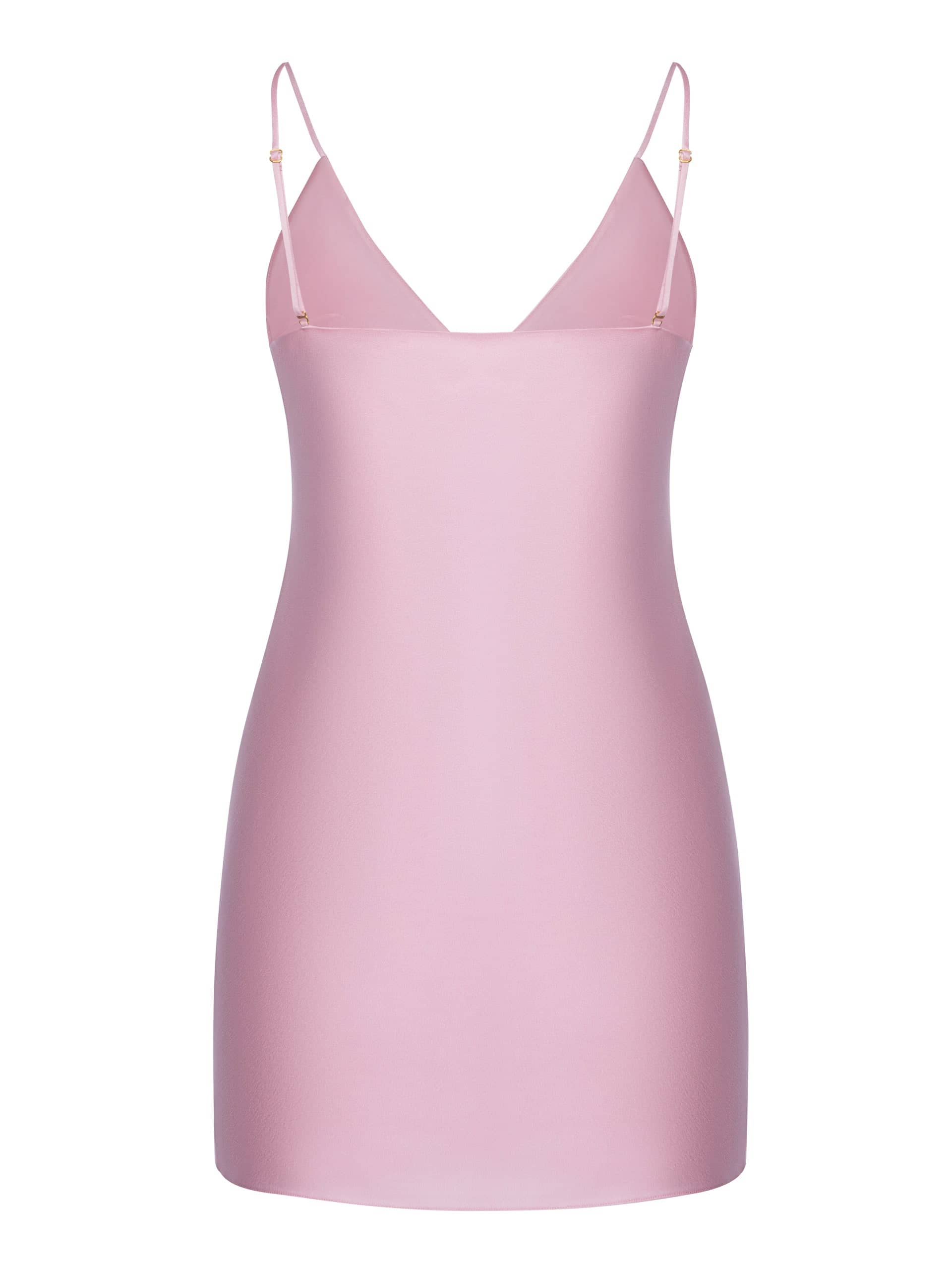 V-neck Cady Mini Dress in Pink made by NDS The Label