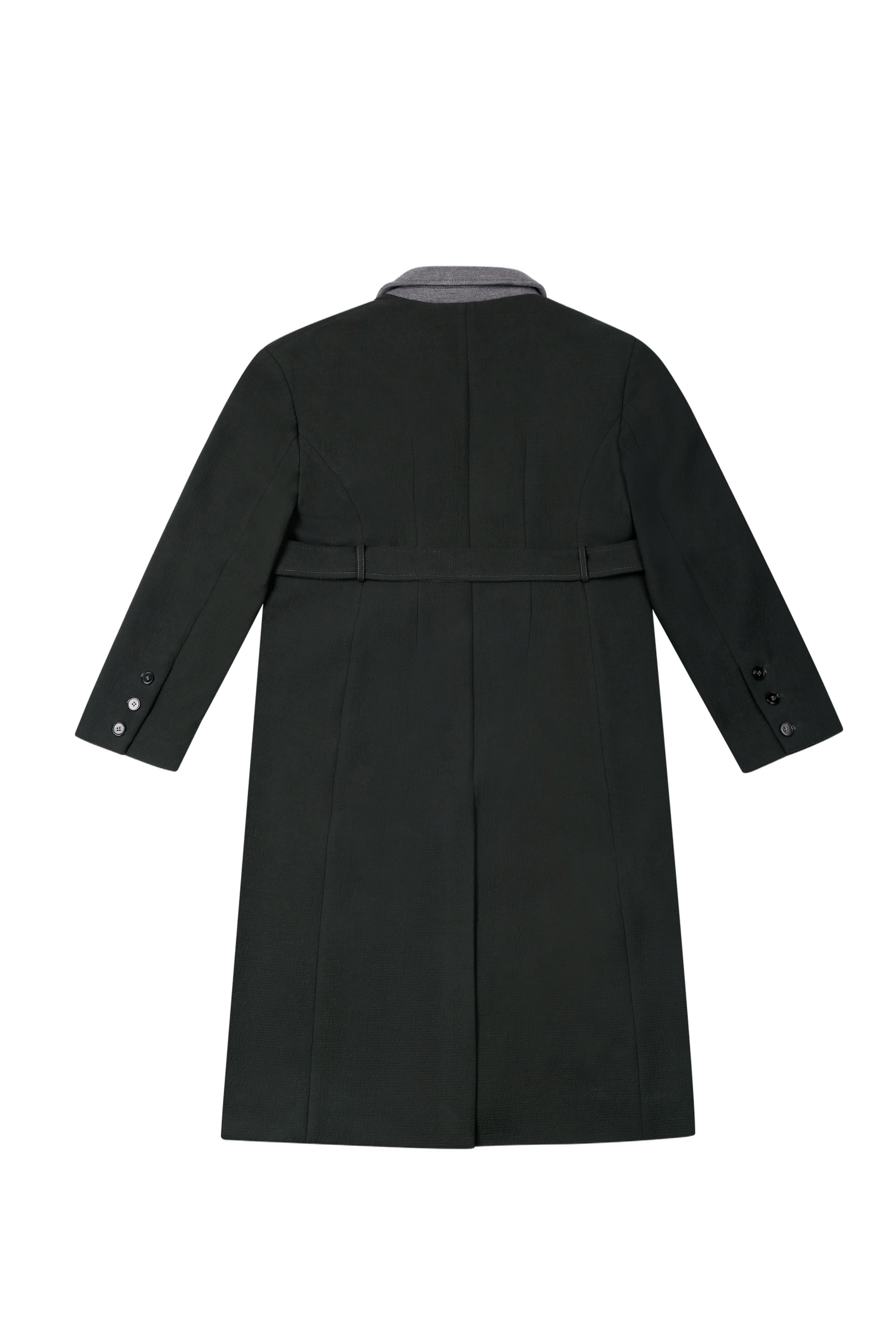 LONG COAT WITH CONTRAST COLLAR IN BLACK made by YIBRI