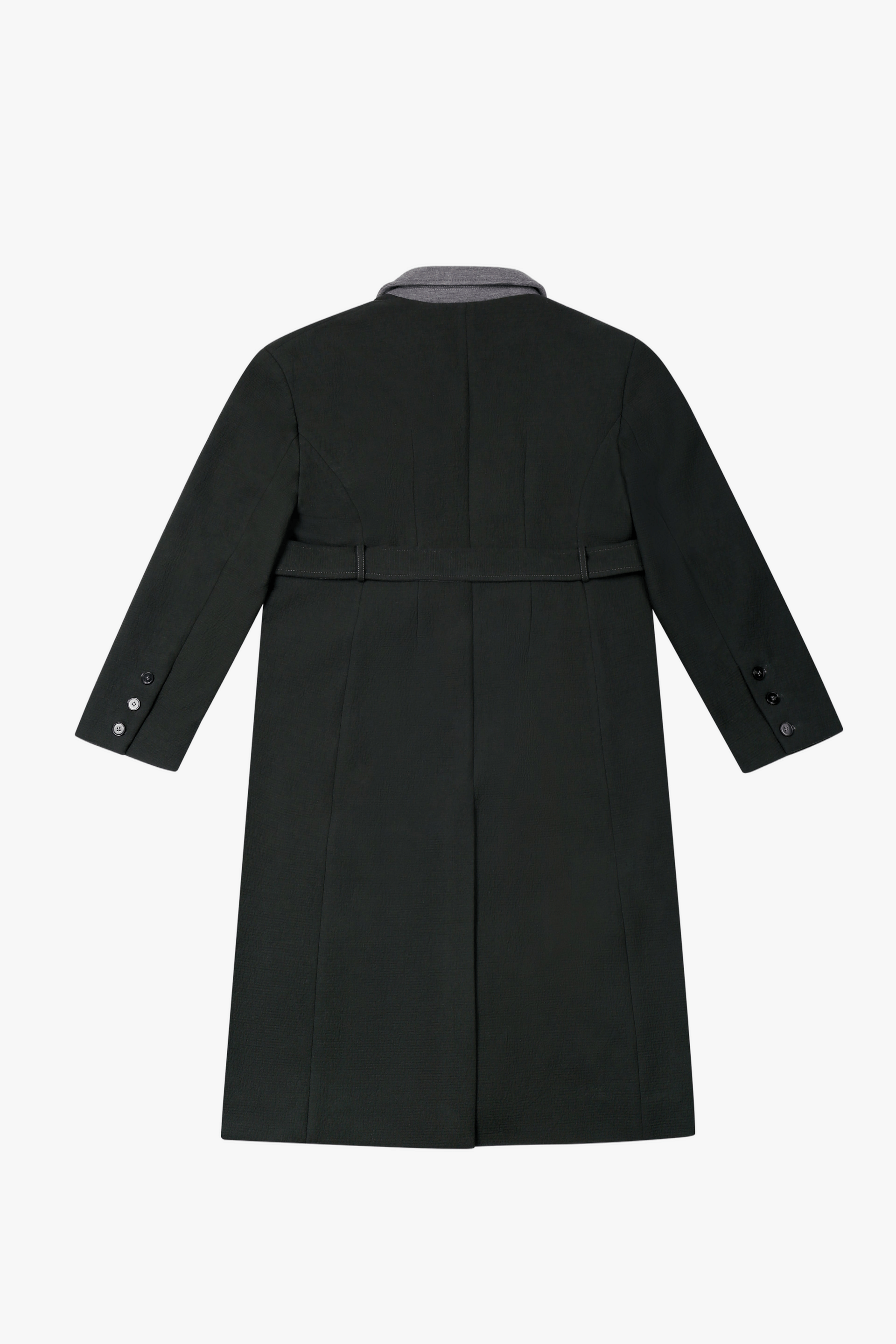 LONG COAT WITH CONTRAST COLLAR IN BLACK made by YIBRI