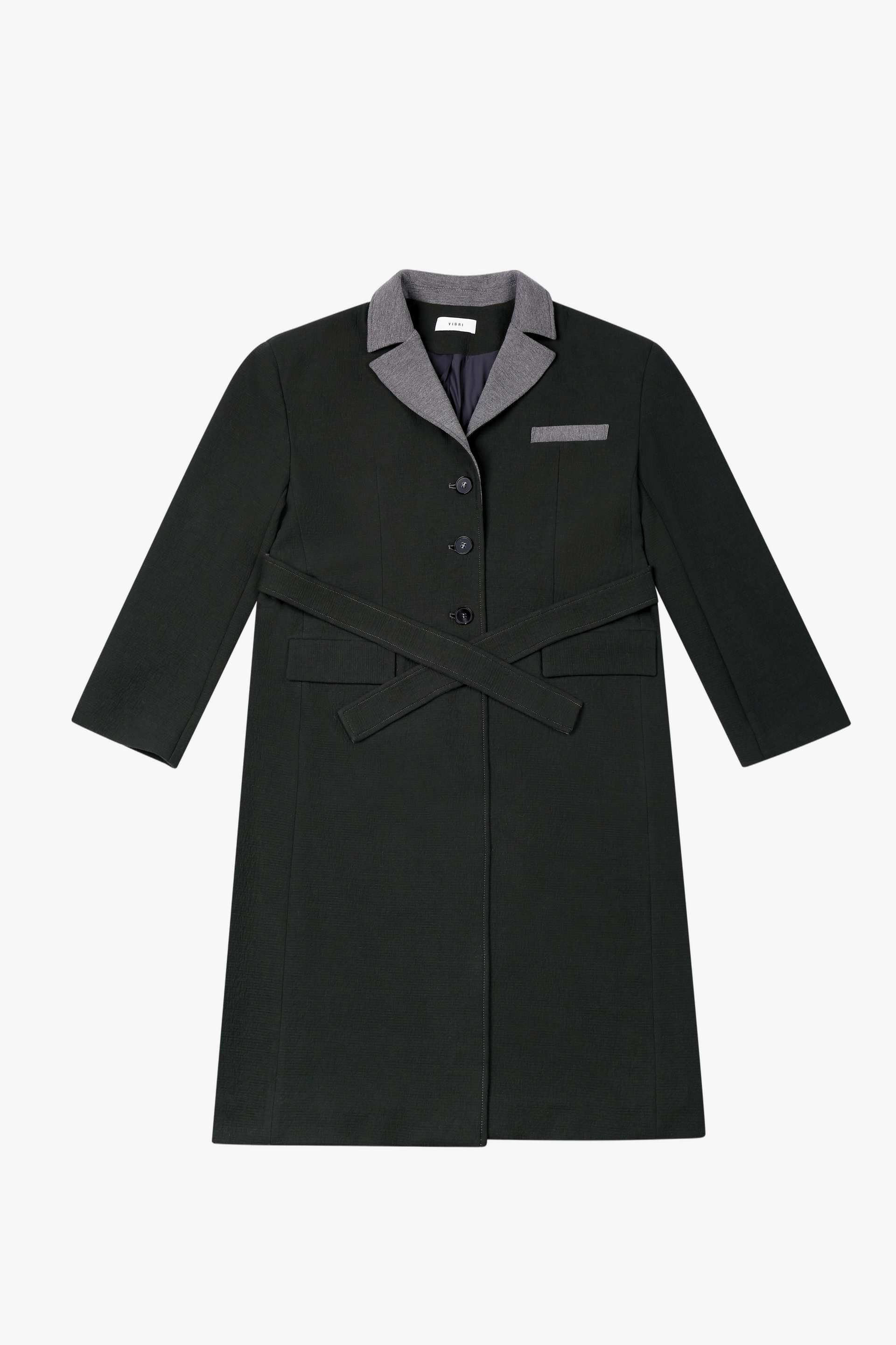 LONG COAT WITH CONTRAST COLLAR IN BLACK made by YIBRI