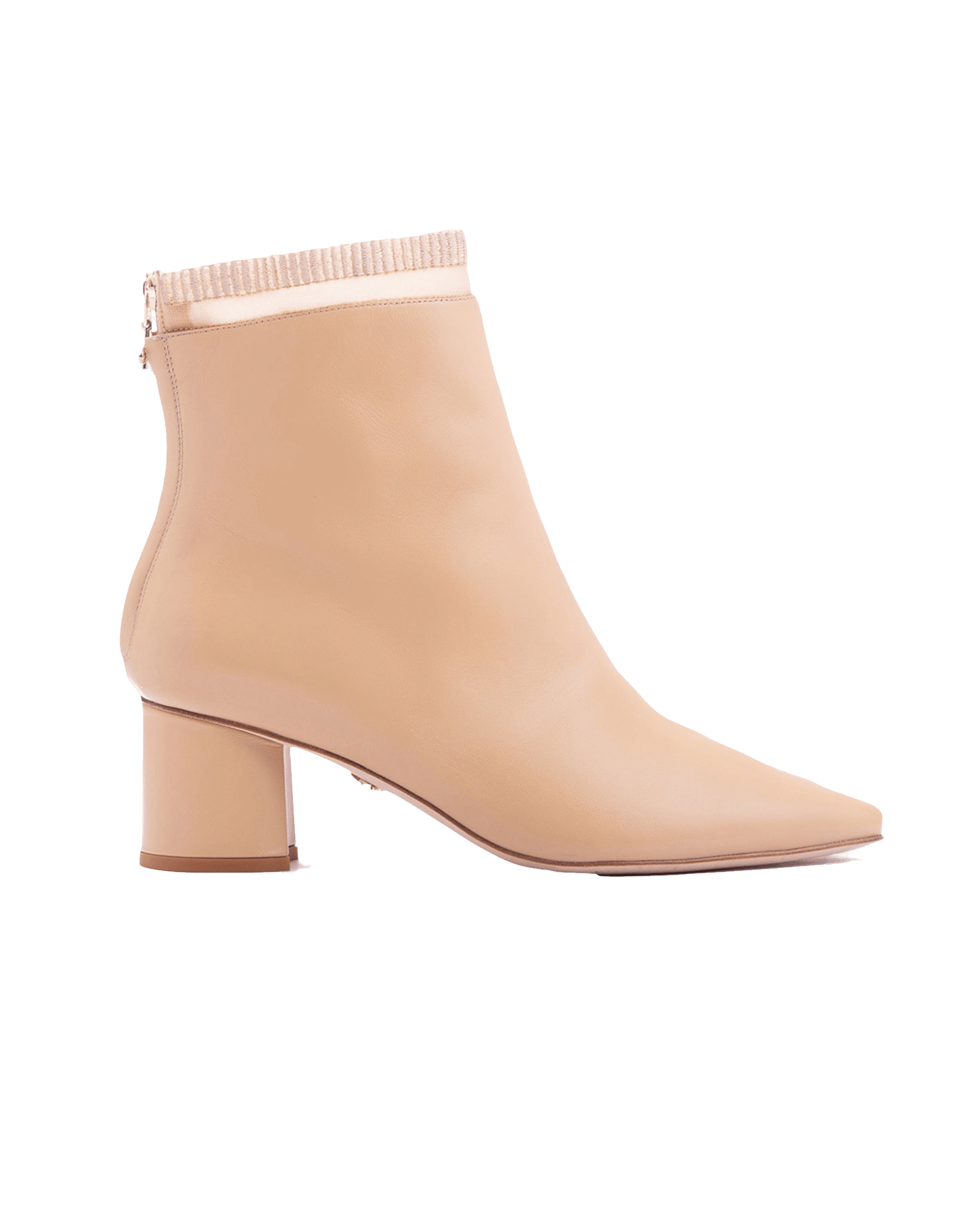 Embroidered Sock Boot 55 Wheat Leather in Beige made by ATANA