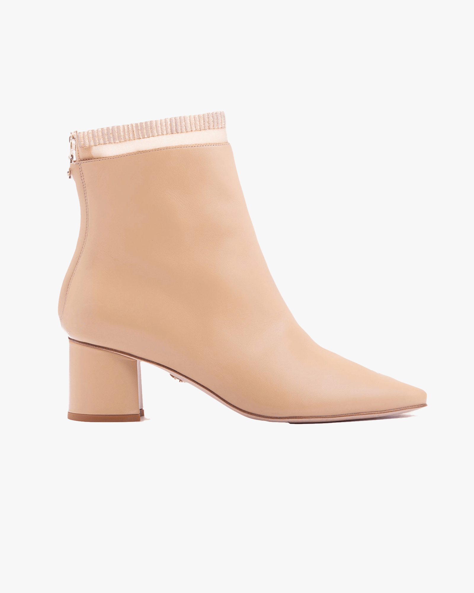 Embroidered Sock Boot 55 Wheat Leather in Beige made by ATANA