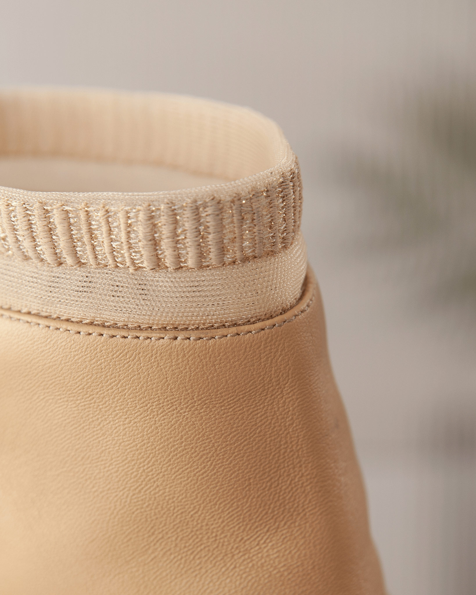 Embroidered Sock Boot 55 Wheat Leather in Beige made by ATANA