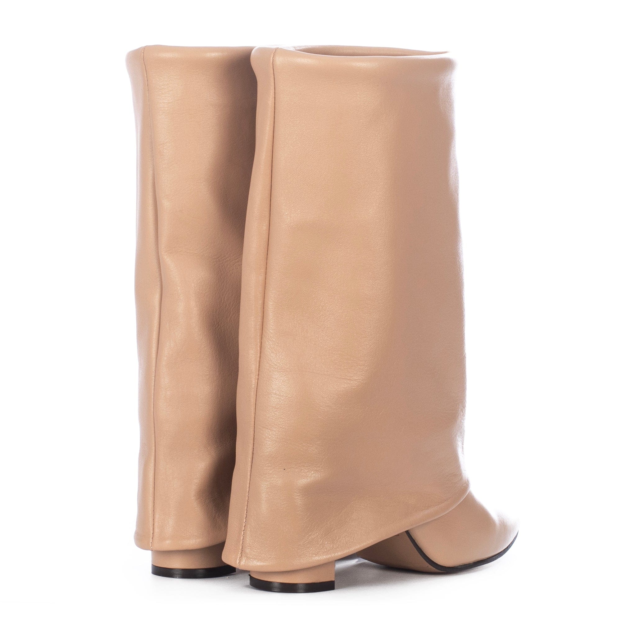 BERTA CREAM LEATHER BOOTS made by Toral
