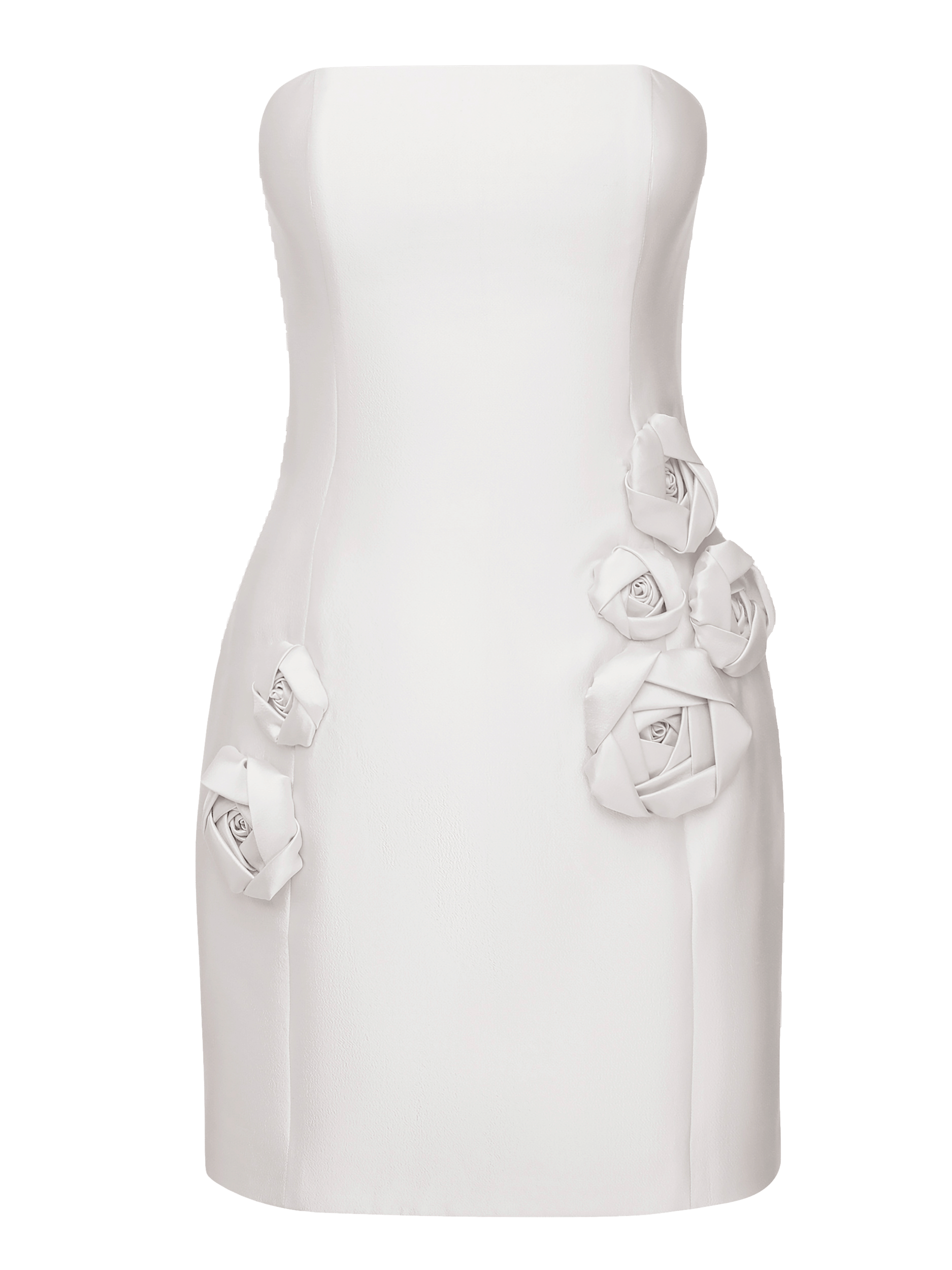 APPLIQUED STRAPLESS  SILK AND WOOL-BLEND MINI DRESS in White made by NDS The Label