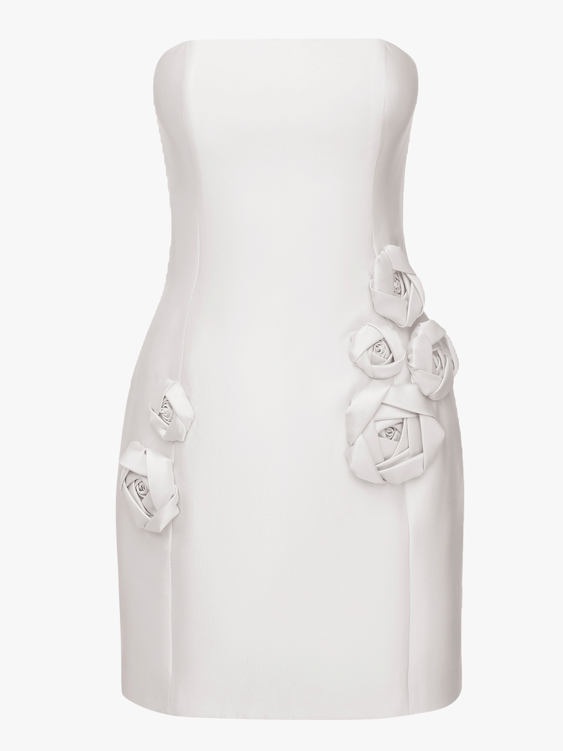 APPLIQUED STRAPLESS SILK AND WOOL-BLEND MINI DRESS in White made by NDS The Label