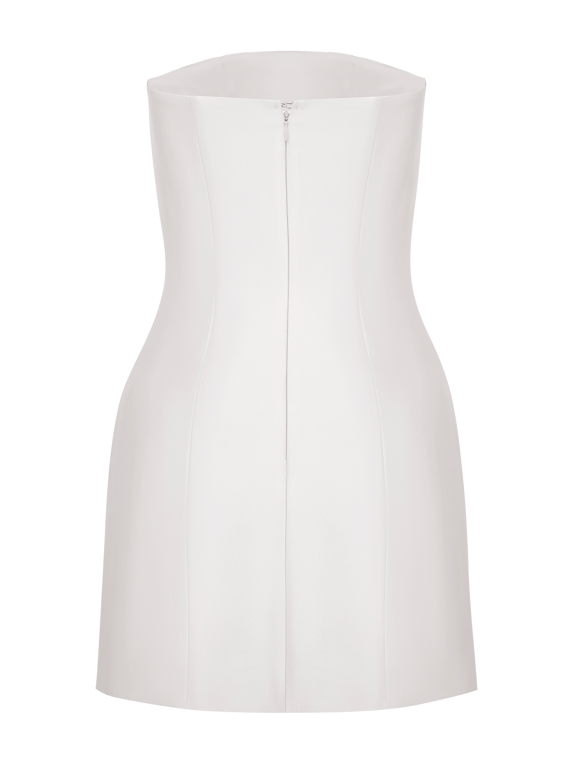 APPLIQUED STRAPLESS  SILK AND WOOL-BLEND MINI DRESS in White made by NDS The Label