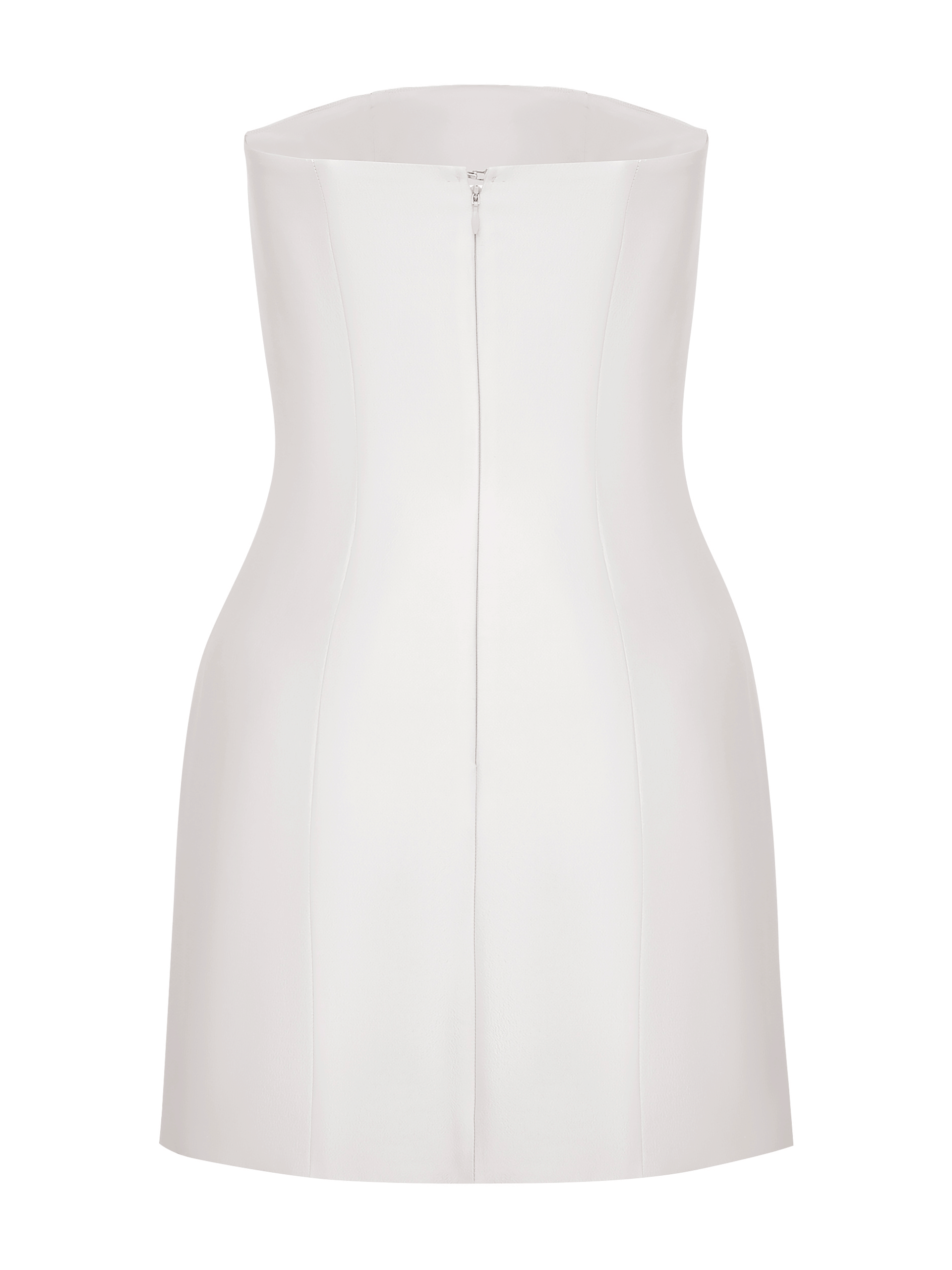 APPLIQUED STRAPLESS SILK AND WOOL-BLEND MINI DRESS in White made by NDS The Label