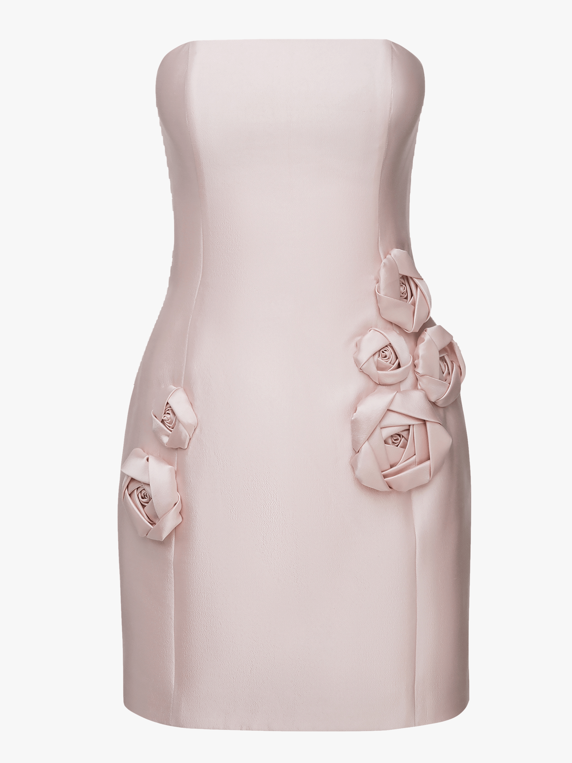 APPLIQUED STRAPLESS SILK AND WOOL-BLEND MINI DRESS in Pink made by NDS The Label