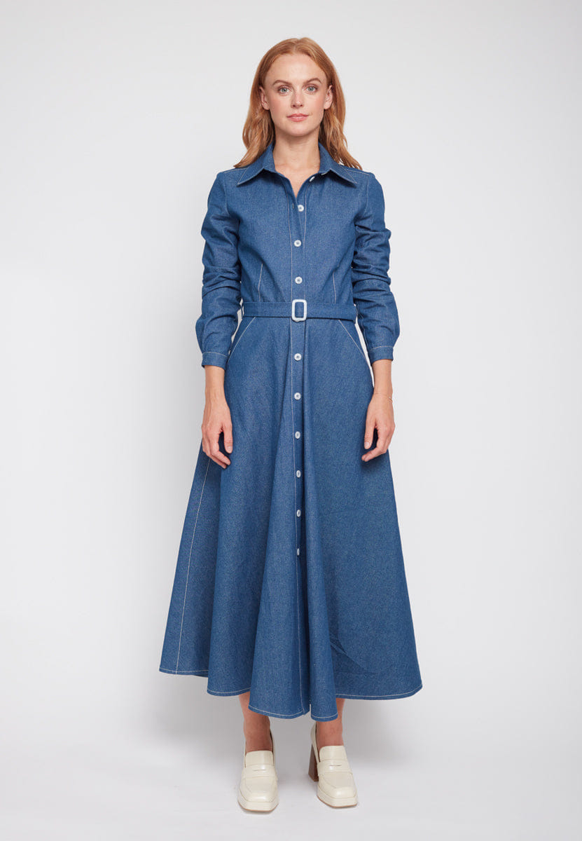 ESTI blue denim midi shirt dress made by UNDRESS