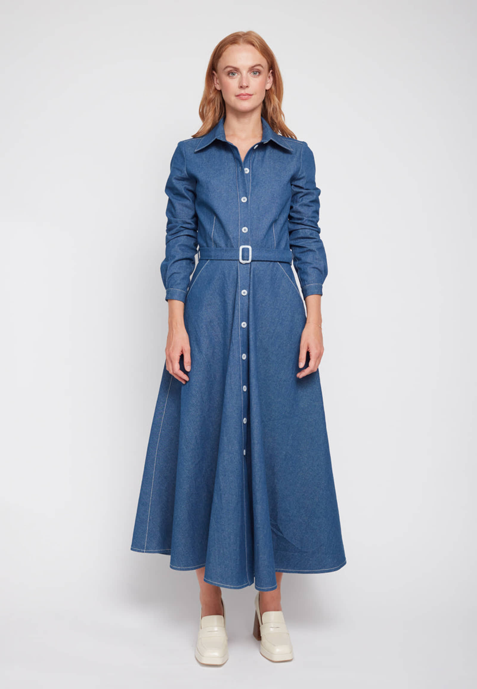 ESTI blue denim midi shirt dress made by UNDRESS