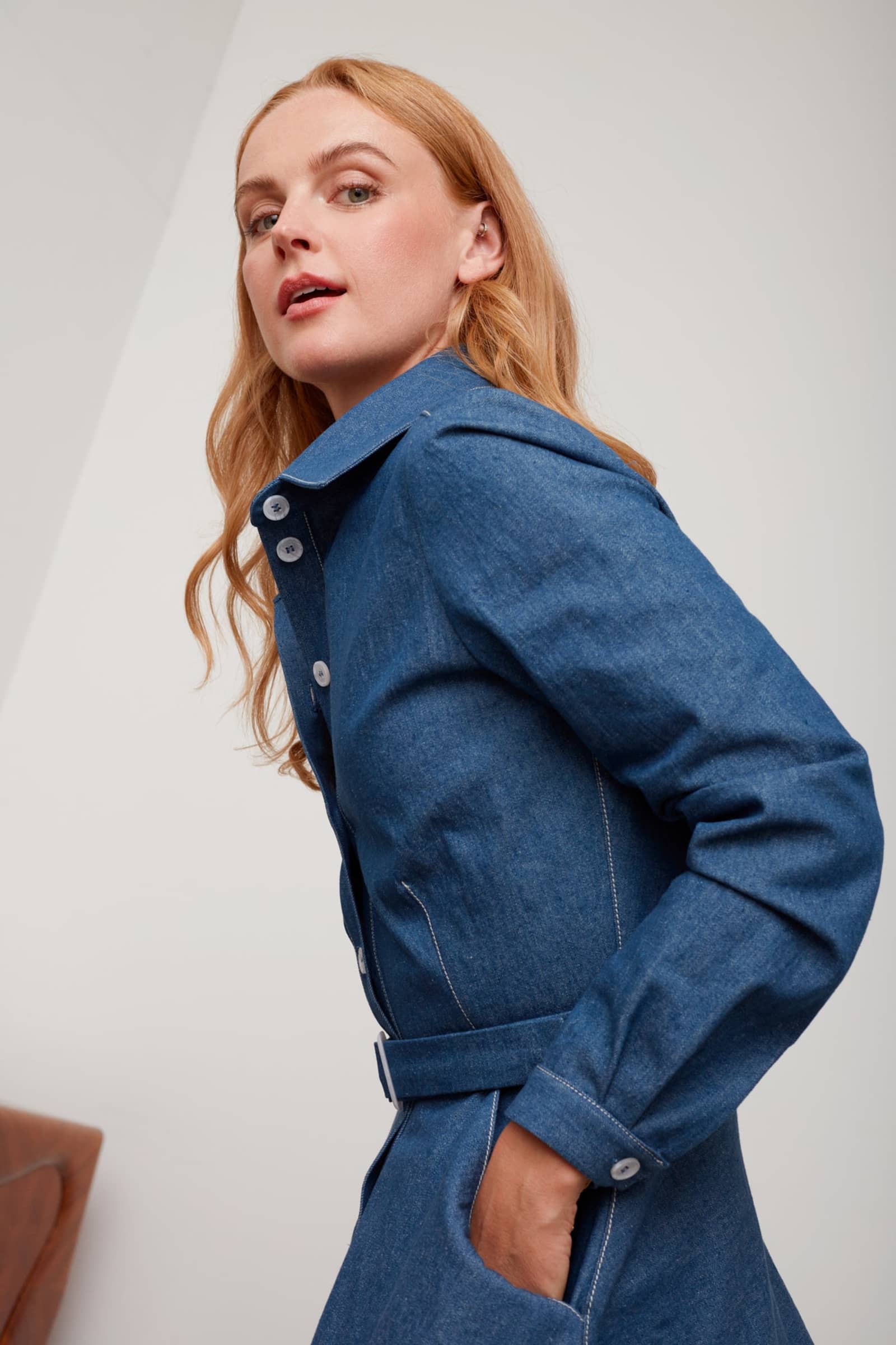 ESTI blue denim midi shirt dress made by UNDRESS