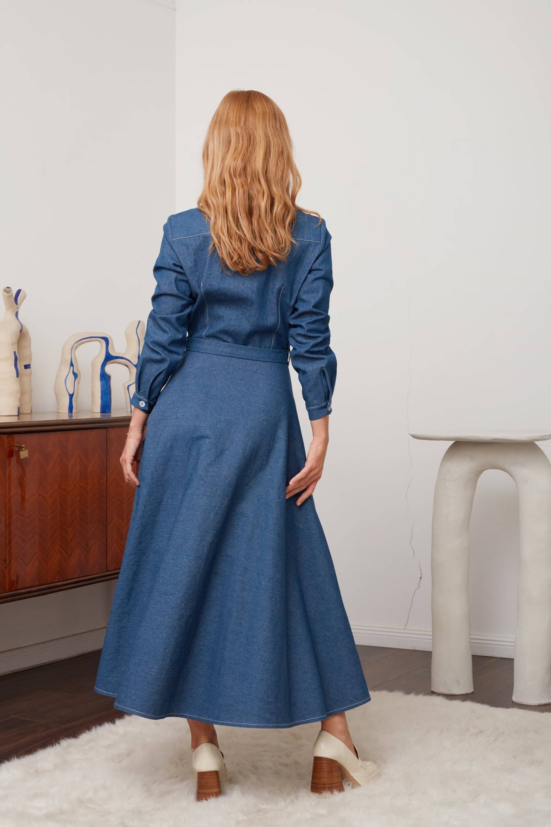 ESTI blue denim midi shirt dress made by UNDRESS