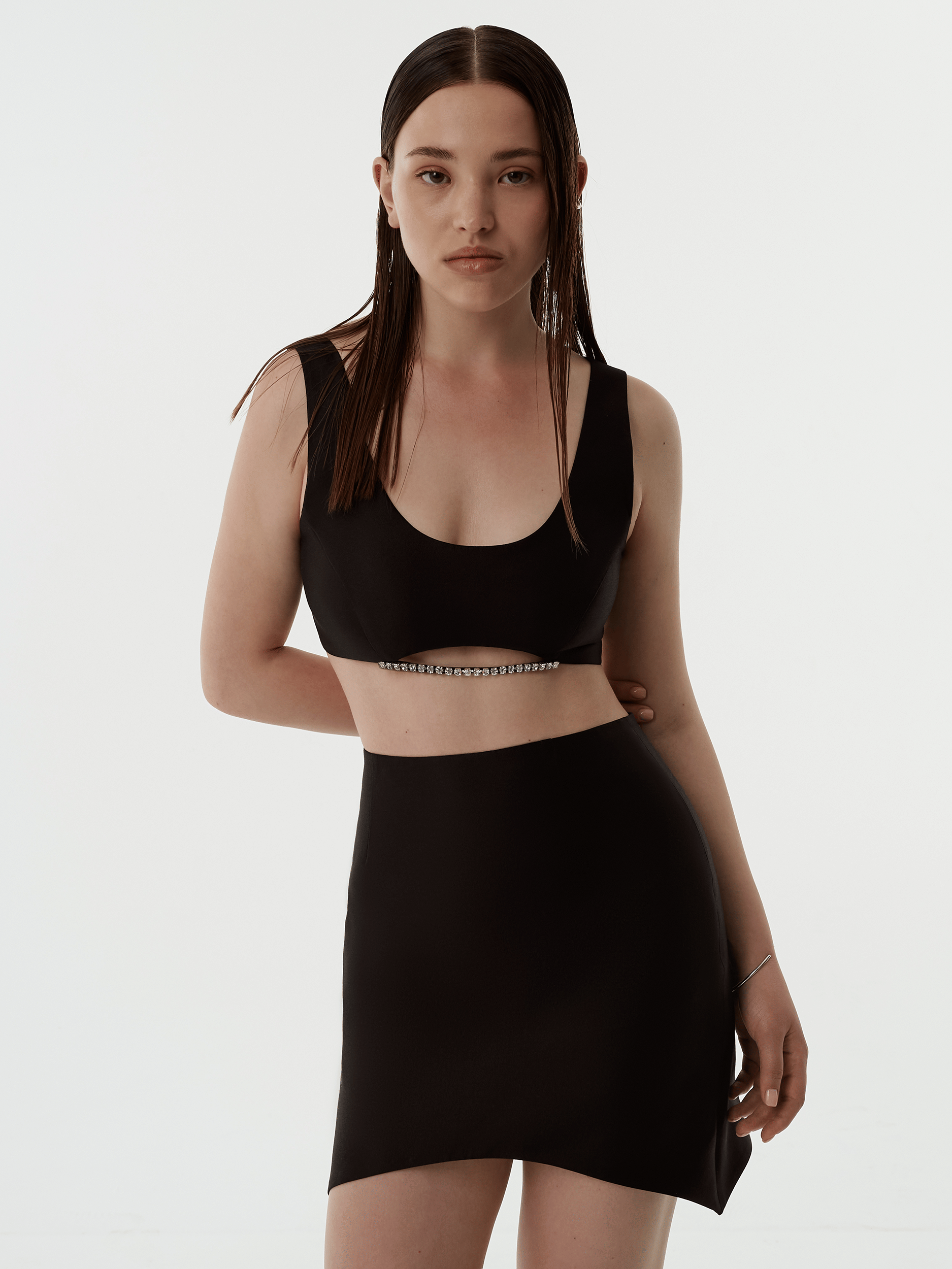 HOURGLASS-HEM SILK AND WOOL-BLEND MINI SKIRT made by NDS The Label