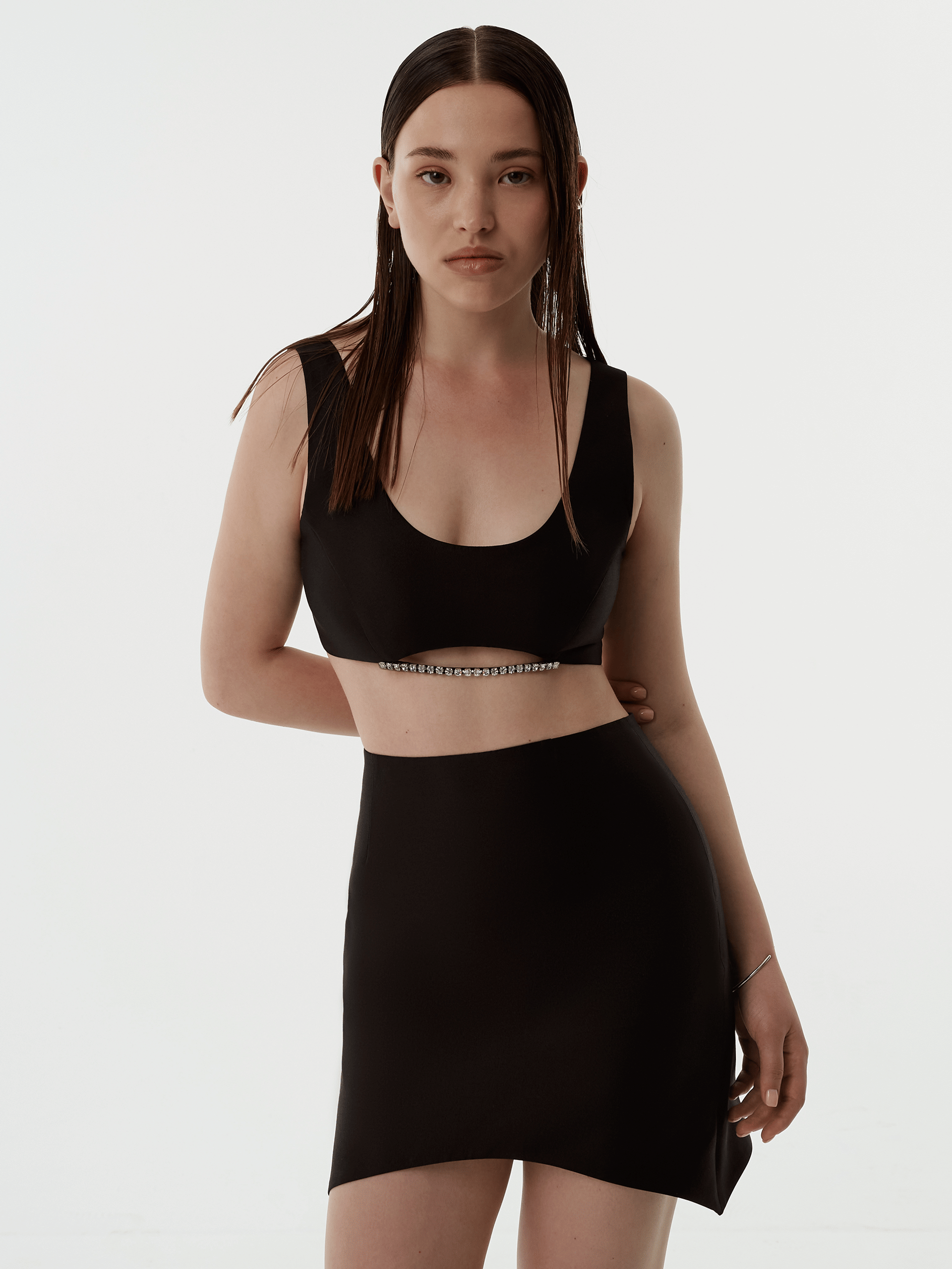 HOURGLASS-HEM SILK AND WOOL-BLEND MINI SKIRT made by NDS The Label