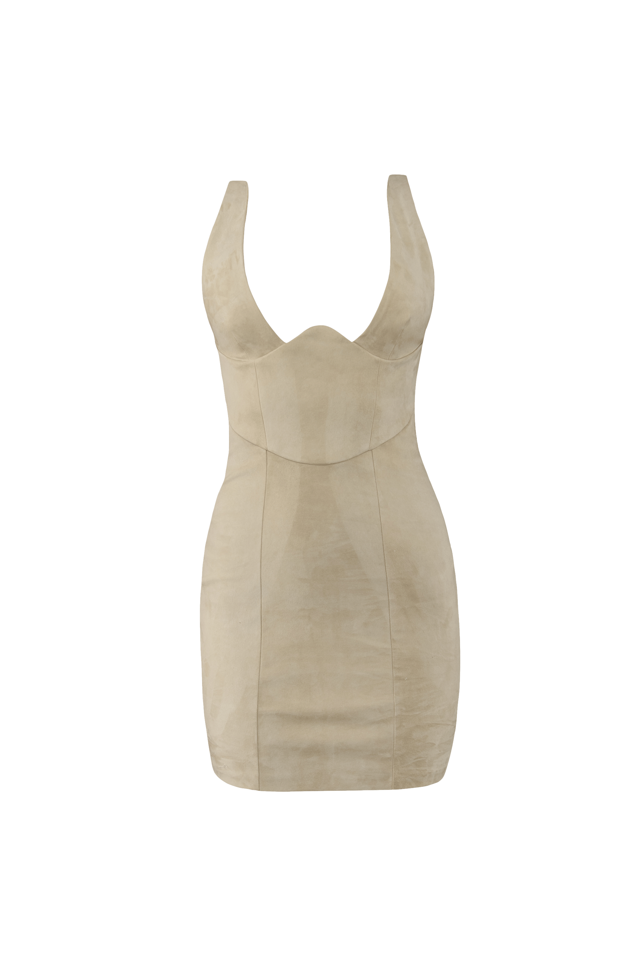 suede mini dress in Beige made by Vestiaire d'un Oiseau Libre