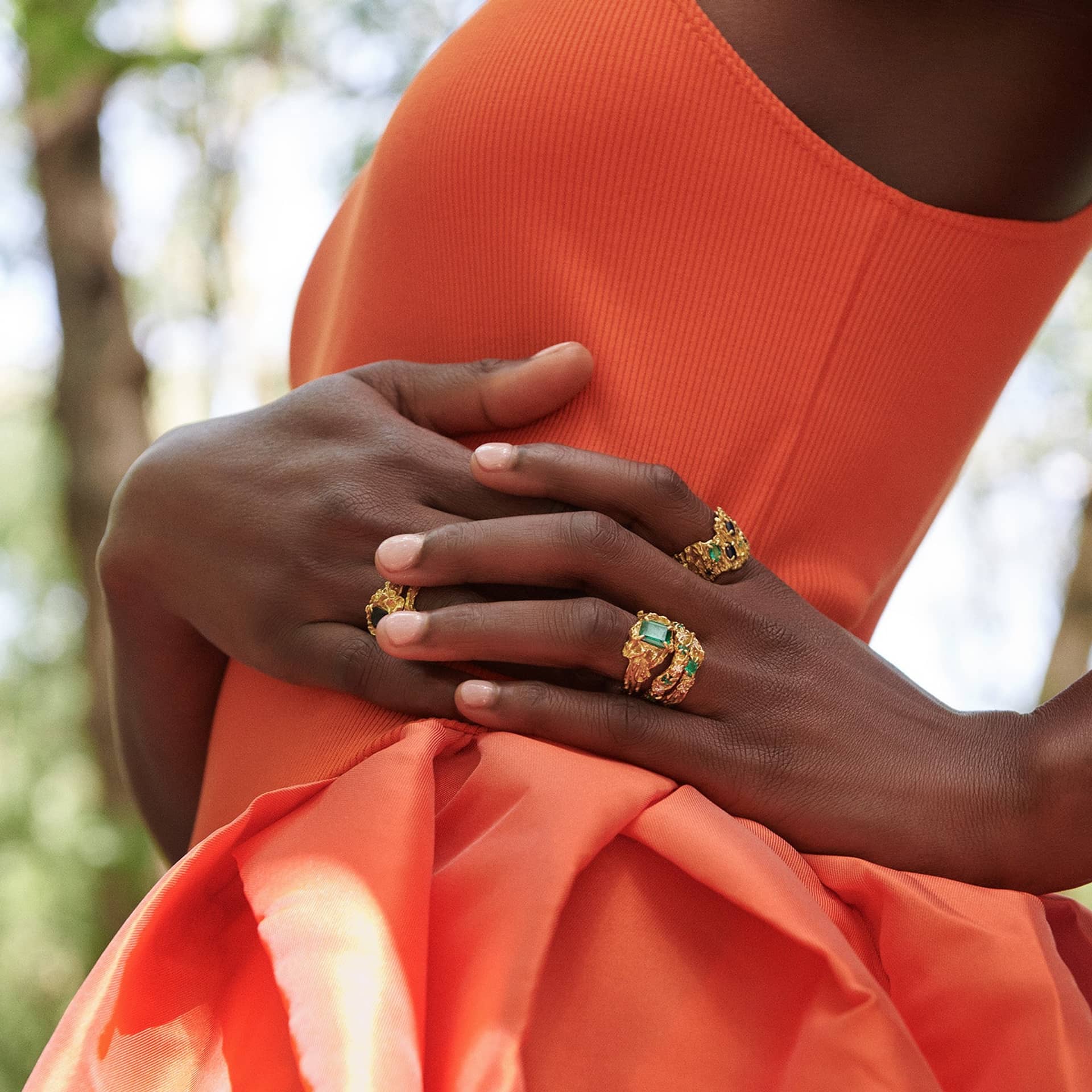 Rosea Emerald Moissanite Ring made by Loveness Lee